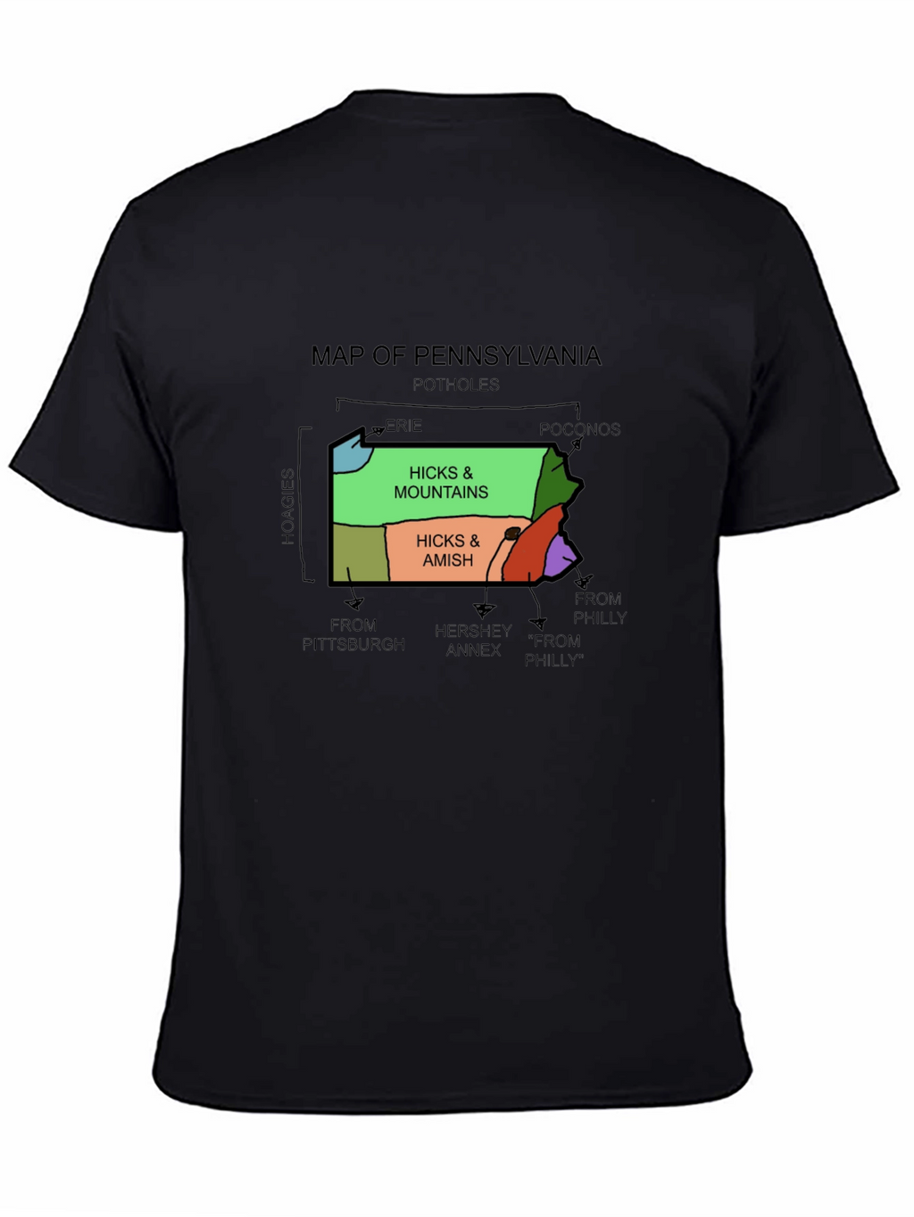 Pennsylvania Map Graphic T-Shirt