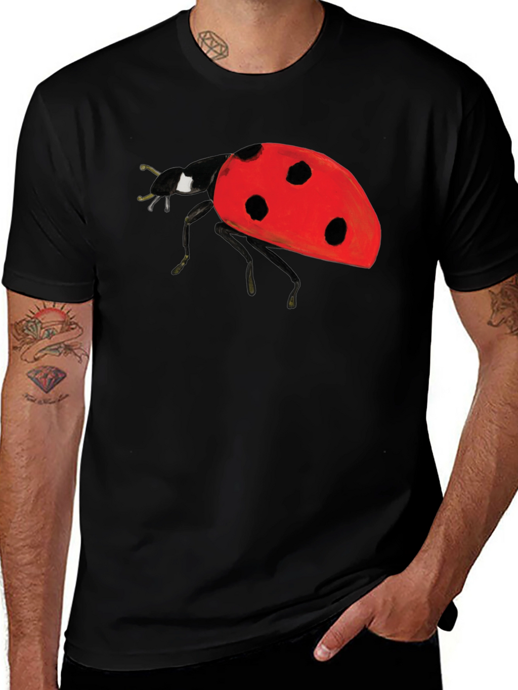 Ladybug Graphic Black T-Shirt