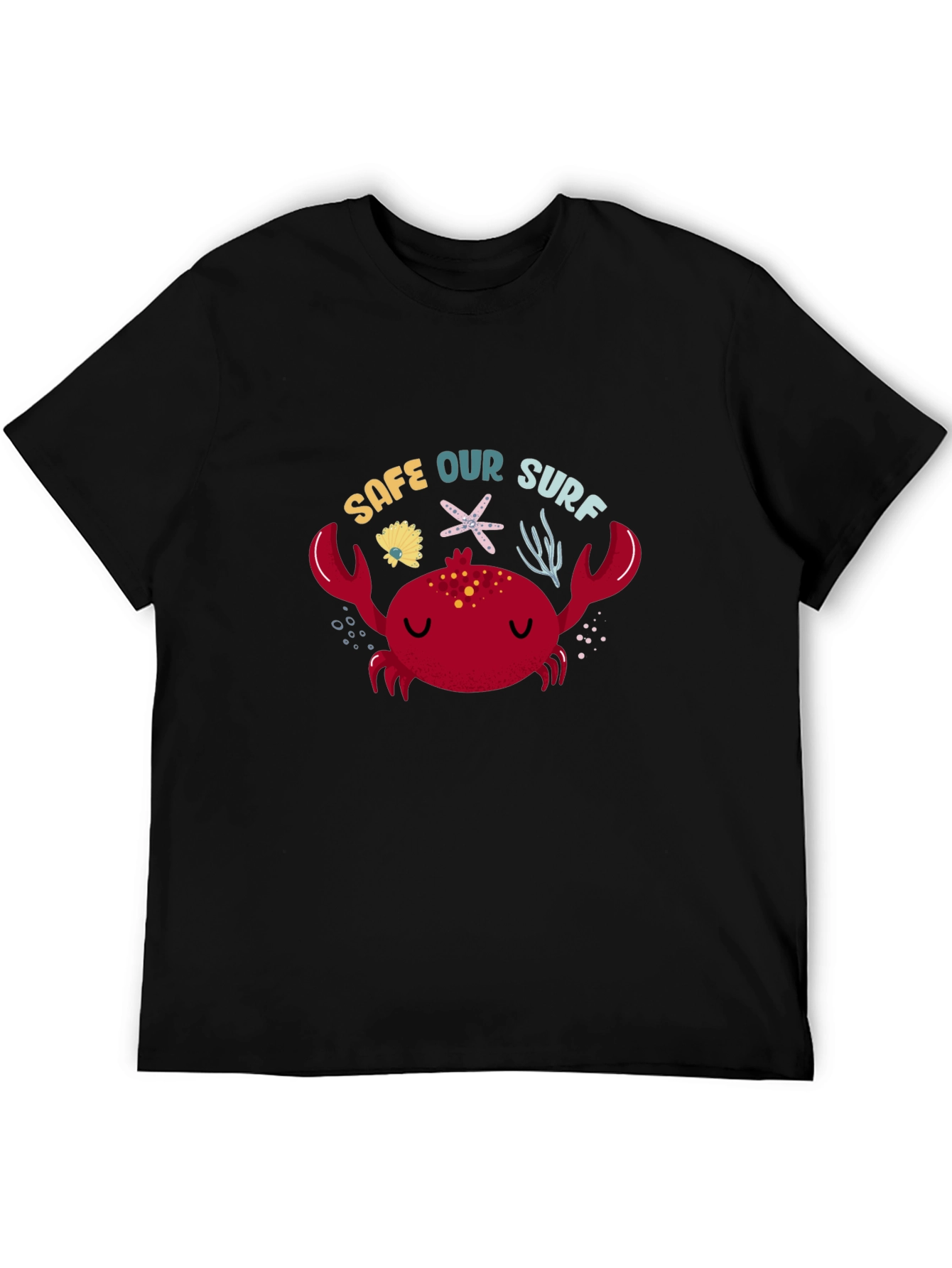 Save Our Surf Crab Graphic Tee - Black Cotton Casual T-Shirt