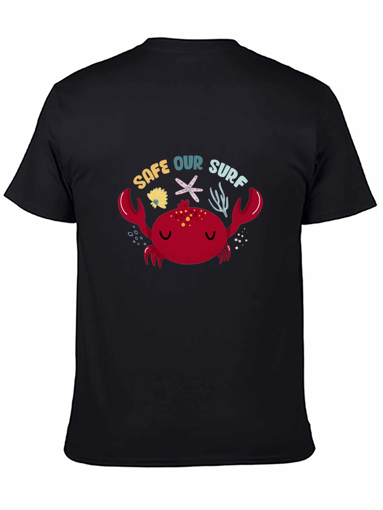 Save Our Surf Crab Graphic Tee - Black Cotton Casual T-Shirt