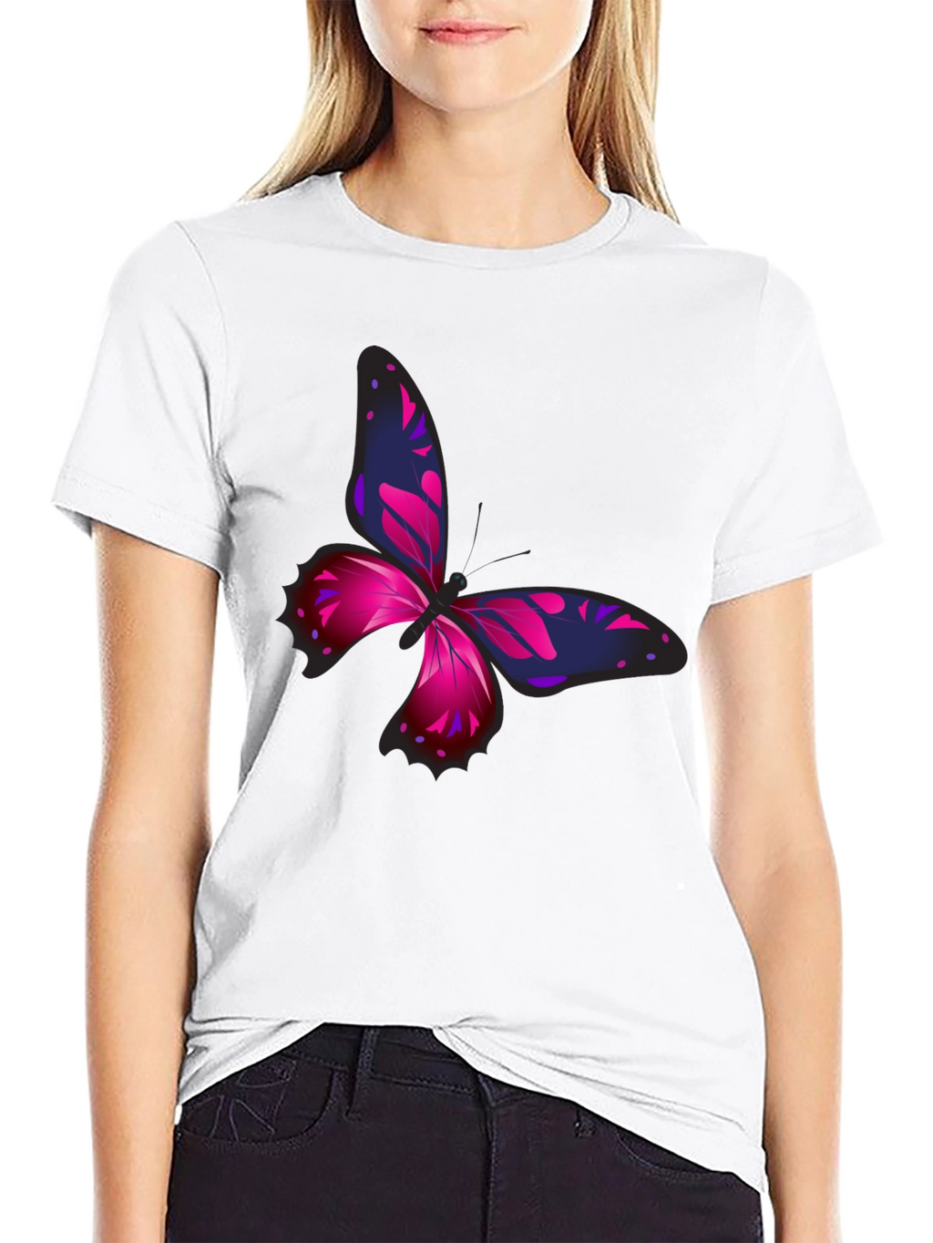 Butterfly Graphic Print Black T-Shirt