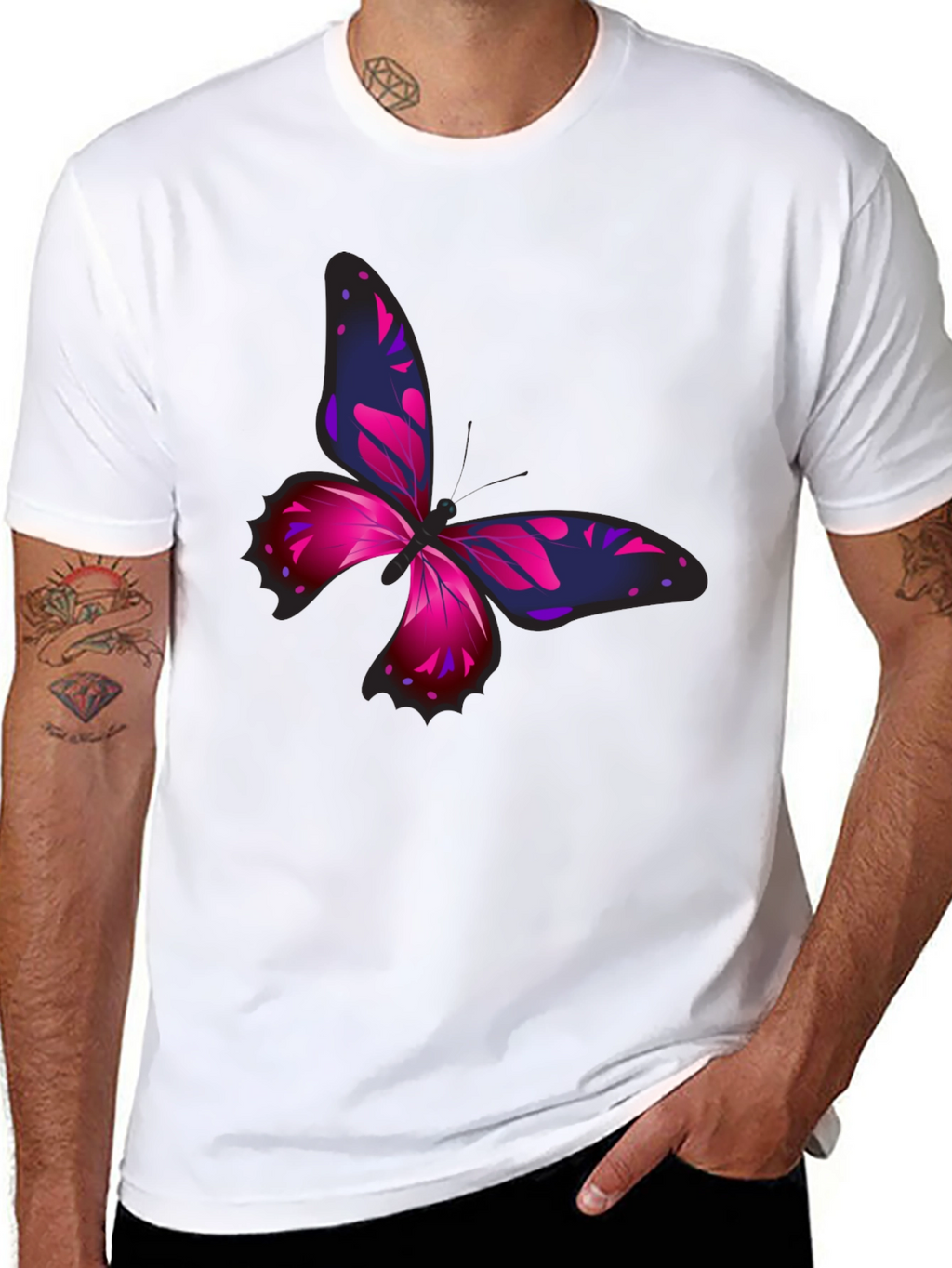 Butterfly Graphic Print Black T-Shirt