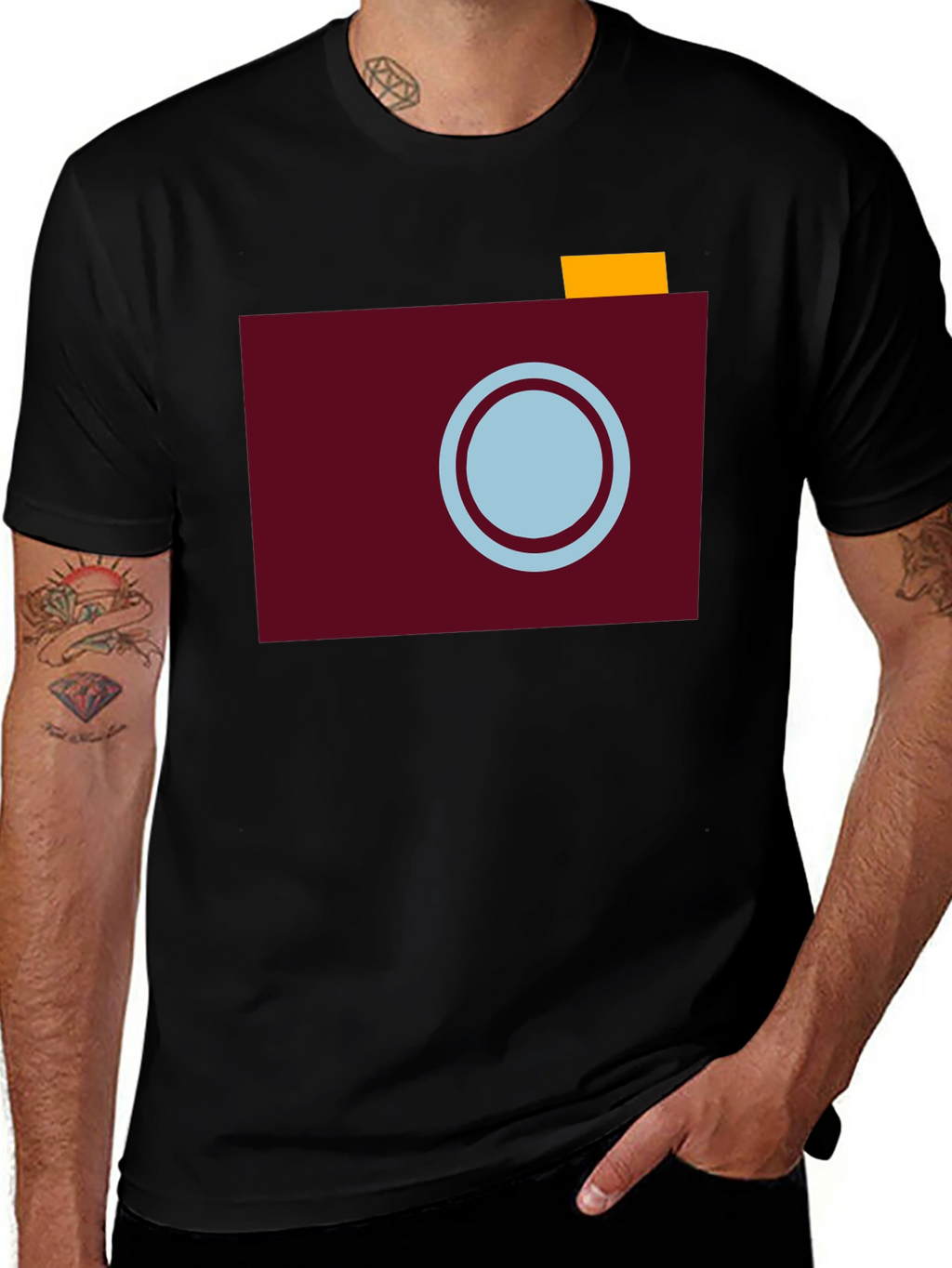 Retro Camera Graphic Tee - Stylish Black T-Shirt