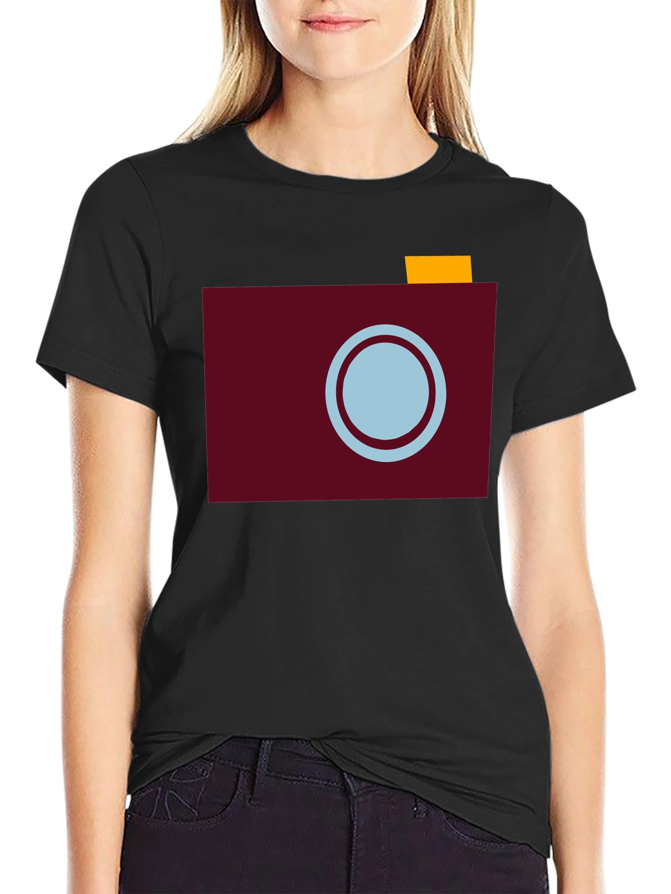 Retro Camera Graphic Tee - Stylish Black T-Shirt