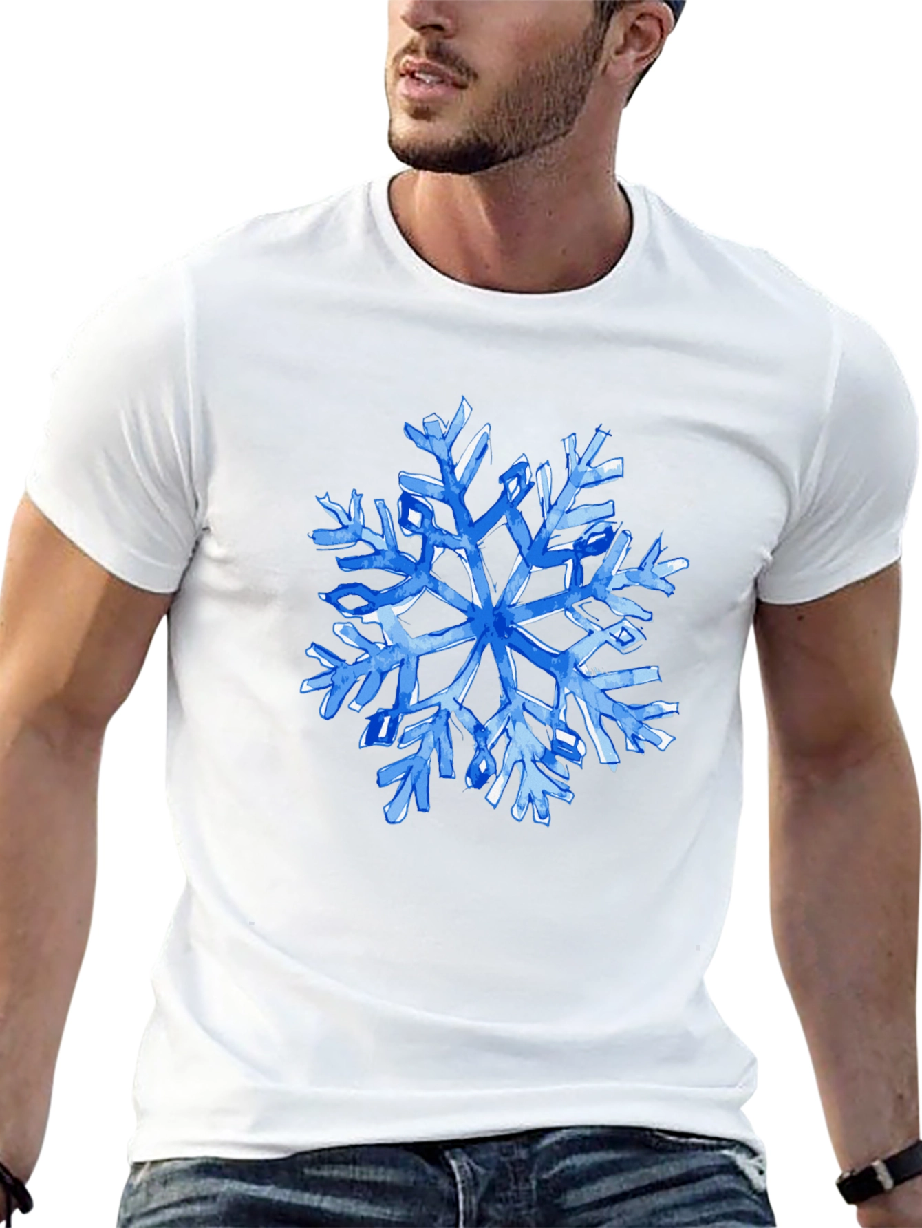 Blue Snowflake Graphic T-Shirt