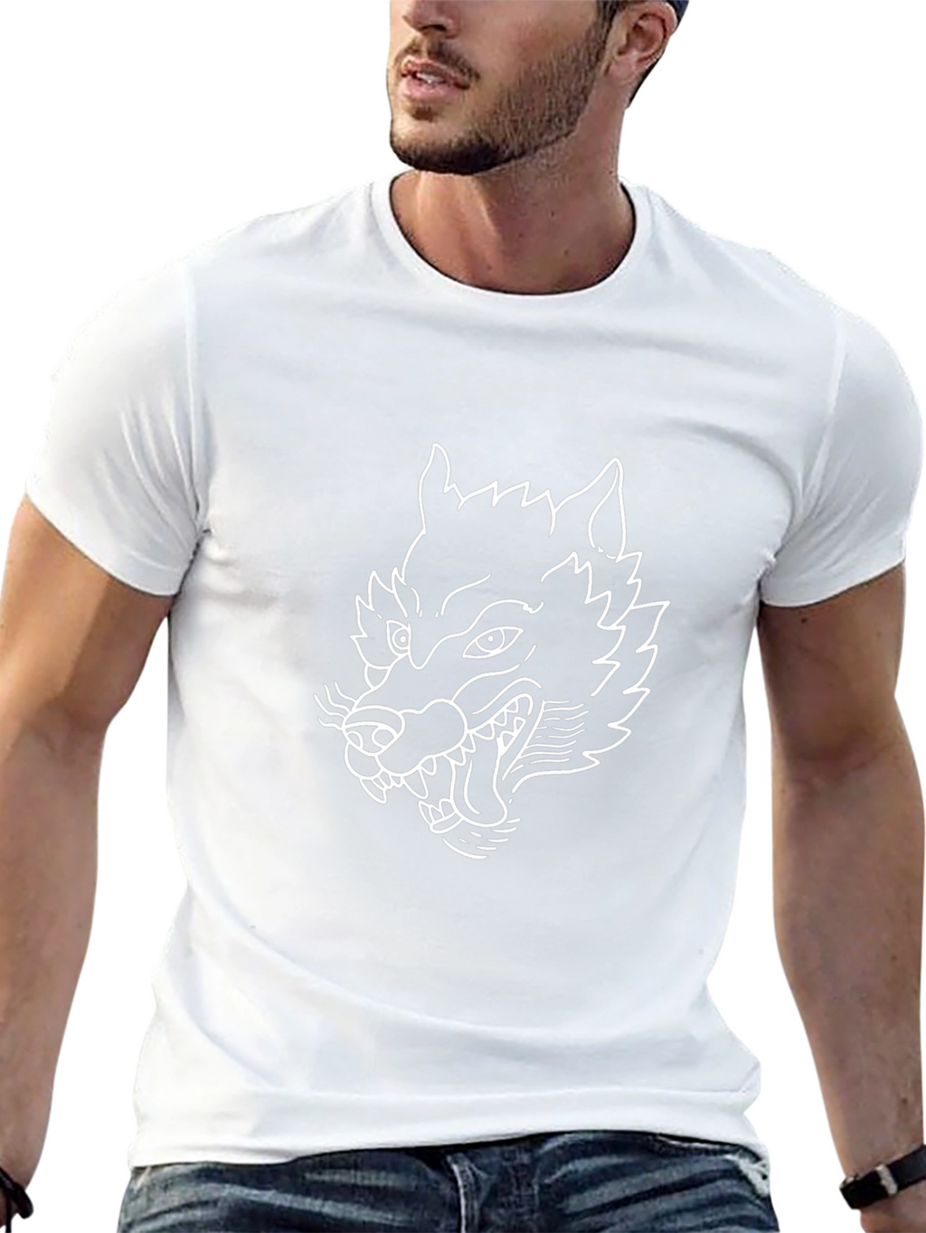 Black Wolf Graphic Tee - Stylish Mens T-Shirt