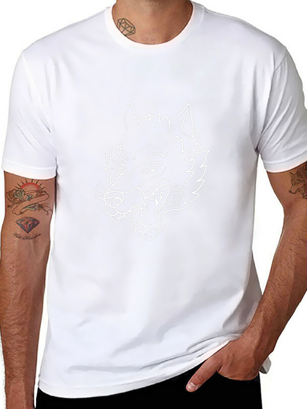 Black Wolf Graphic Tee - Stylish Mens T-Shirt