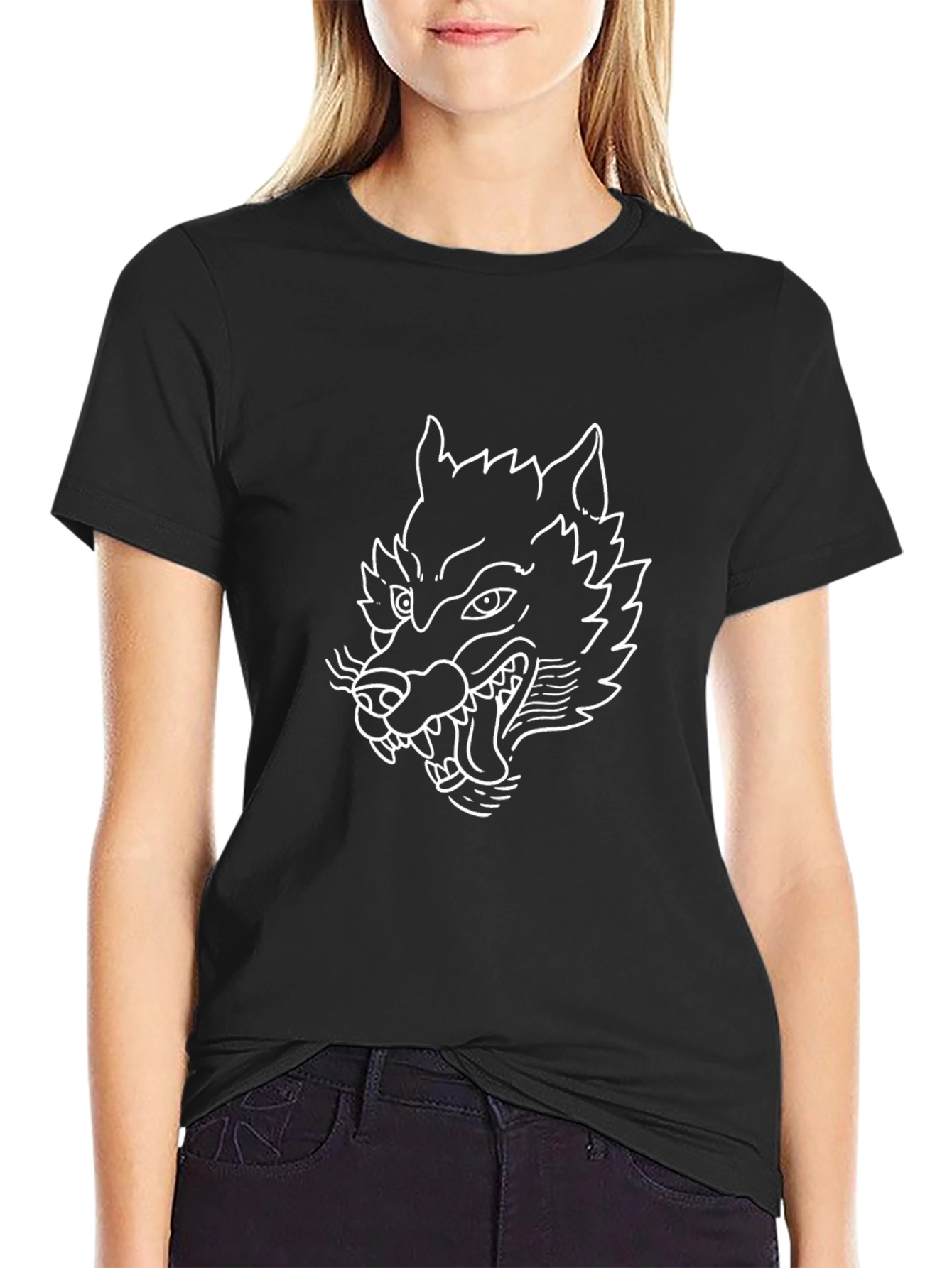 Black Wolf Graphic Tee - Stylish Mens T-Shirt