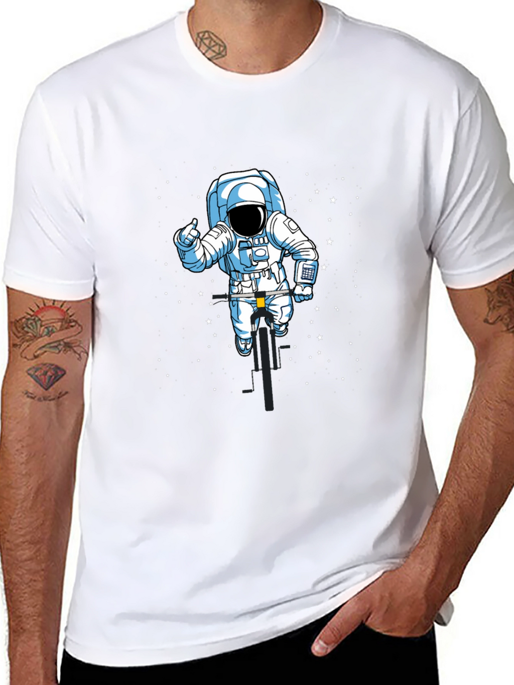Astronaut Biker T-Shirt - Space Ride Tee