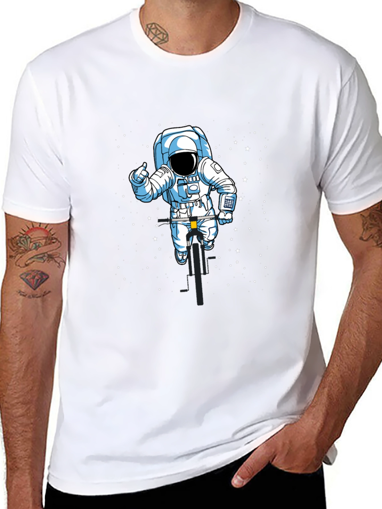 Astronaut Biker T-Shirt - Space Ride Tee