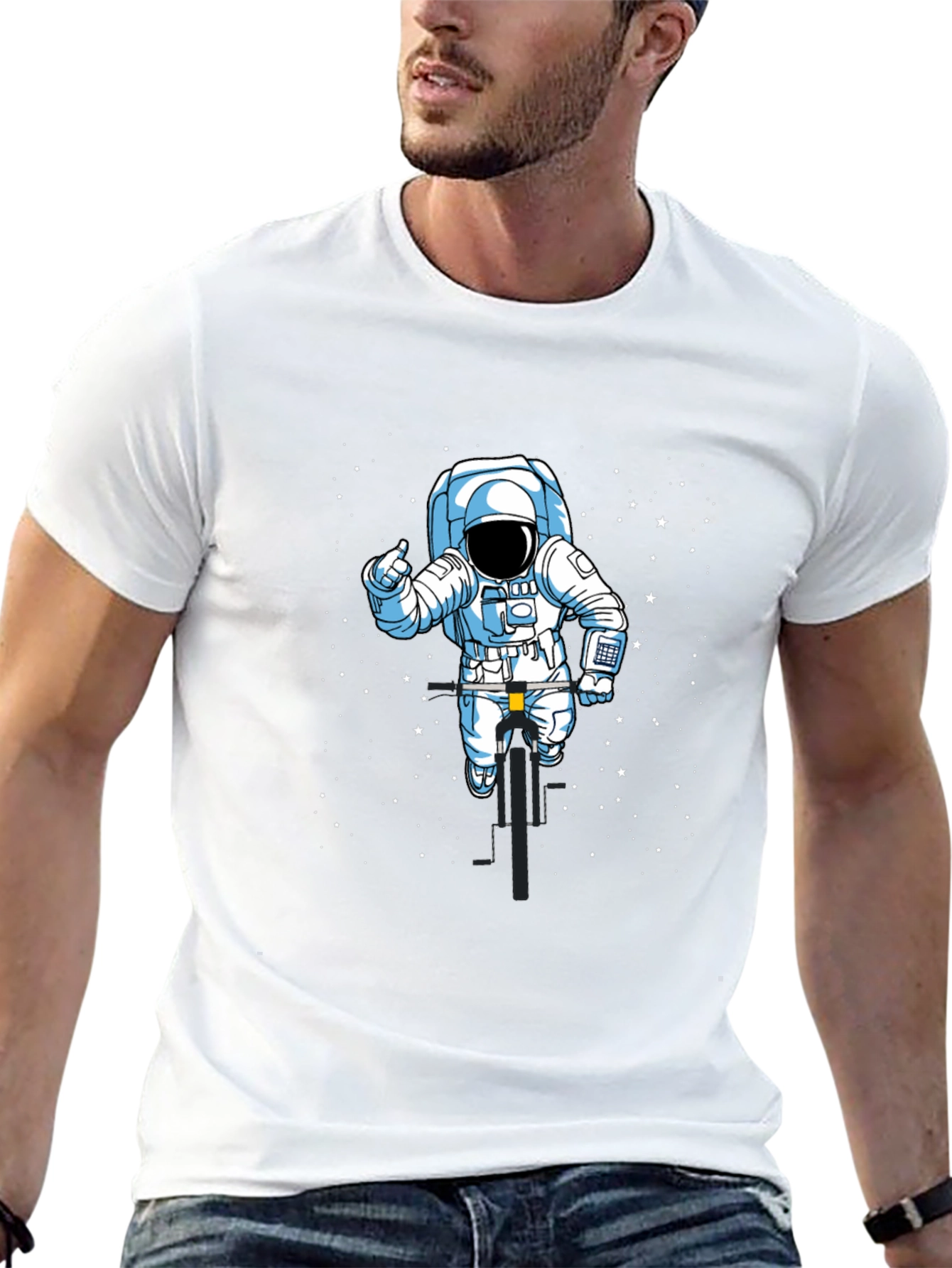 Astronaut Biker T-Shirt - Space Ride Tee