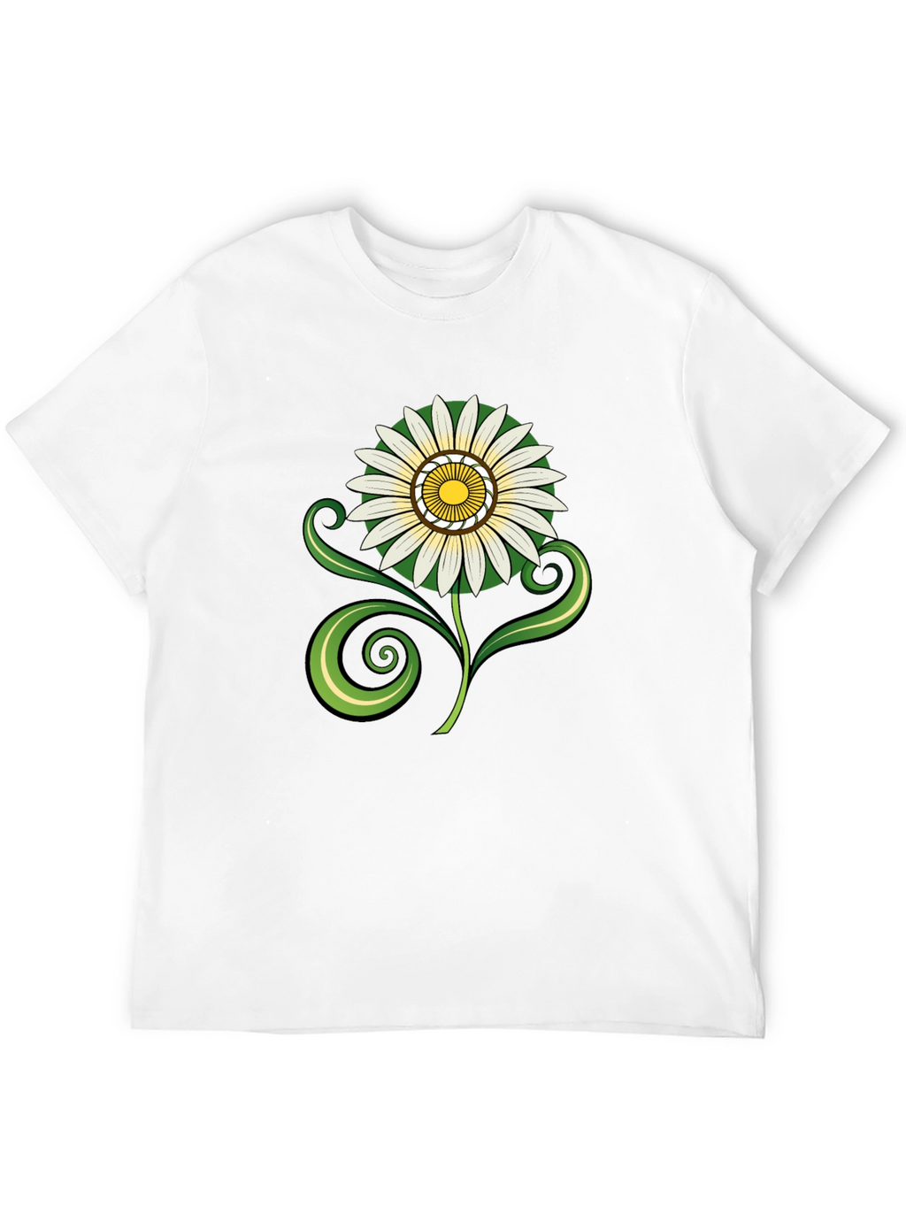 Black T-Shirt with White & Yellow Flower Graphic
