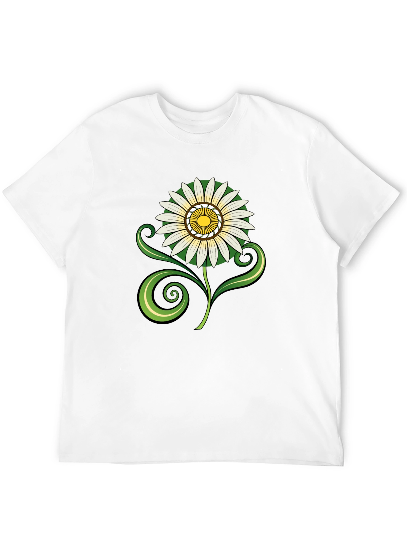 Black T-Shirt with White & Yellow Flower Graphic
