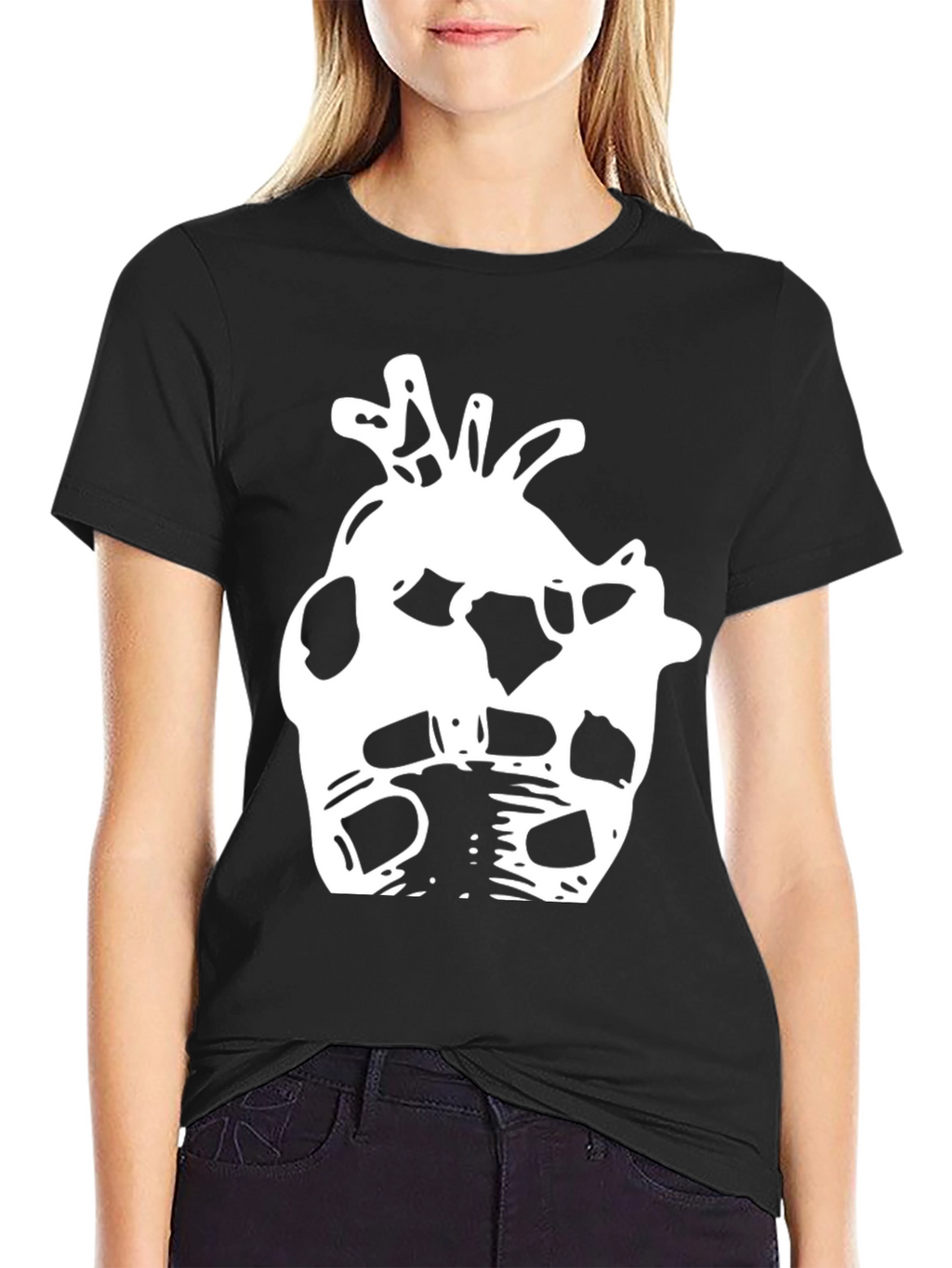 Abstract Anatomical Heart Black T-Shirt