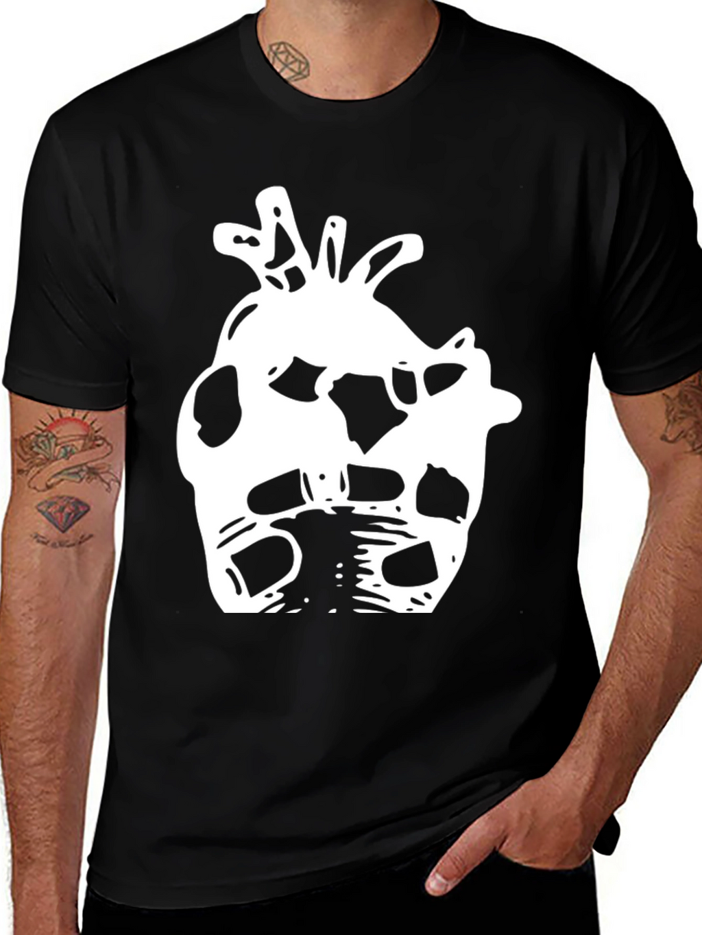 Abstract Anatomical Heart Black T-Shirt