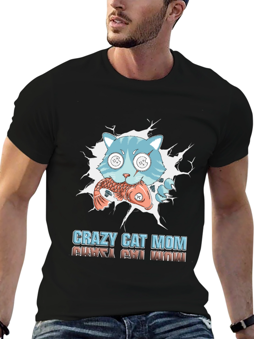 Crazy Cat Mom T-Shirt - Funny Graphic Tee