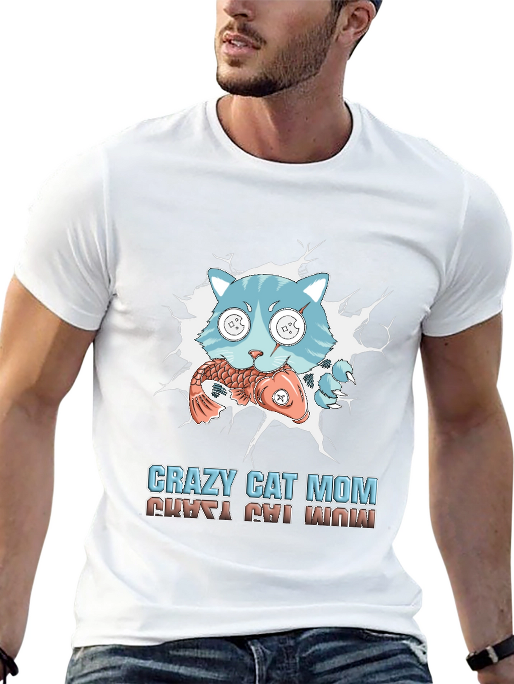 Crazy Cat Mom T-Shirt - Funny Graphic Tee
