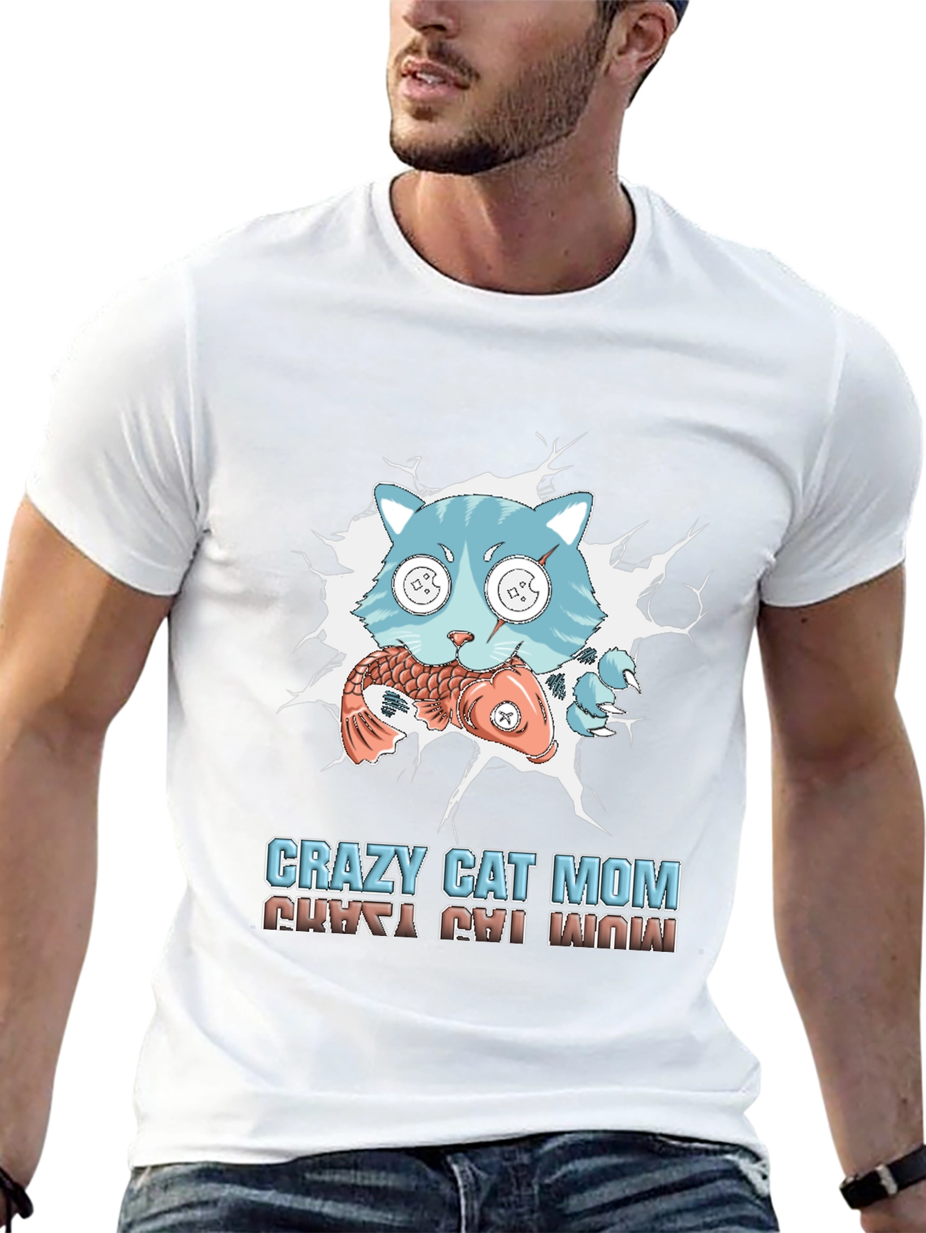 Crazy Cat Mom T-Shirt - Funny Graphic Tee