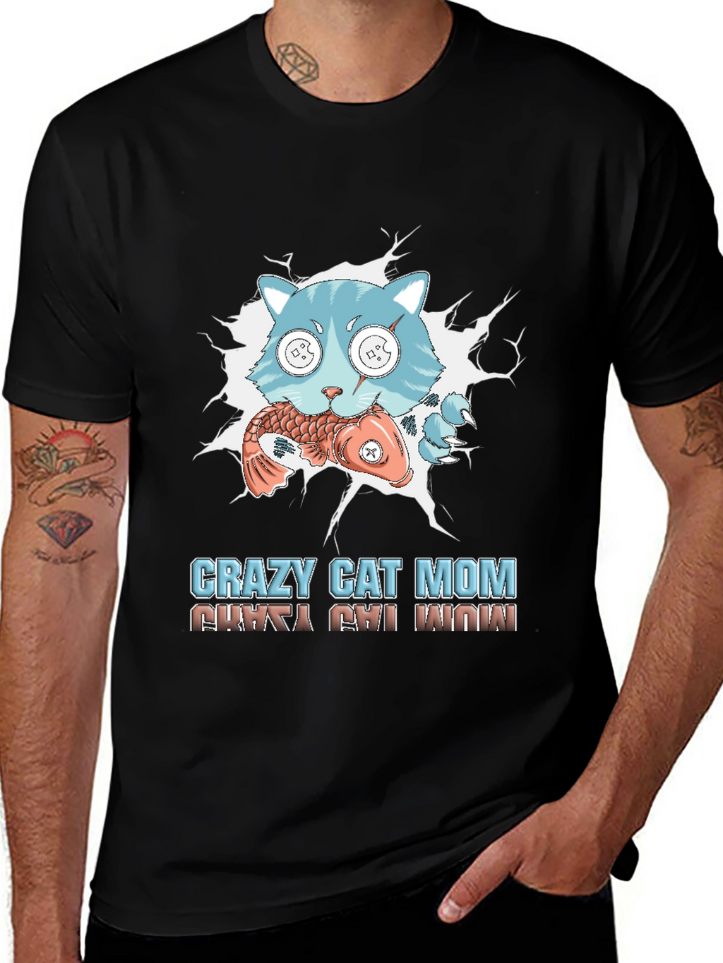Crazy Cat Mom T-Shirt - Funny Graphic Tee