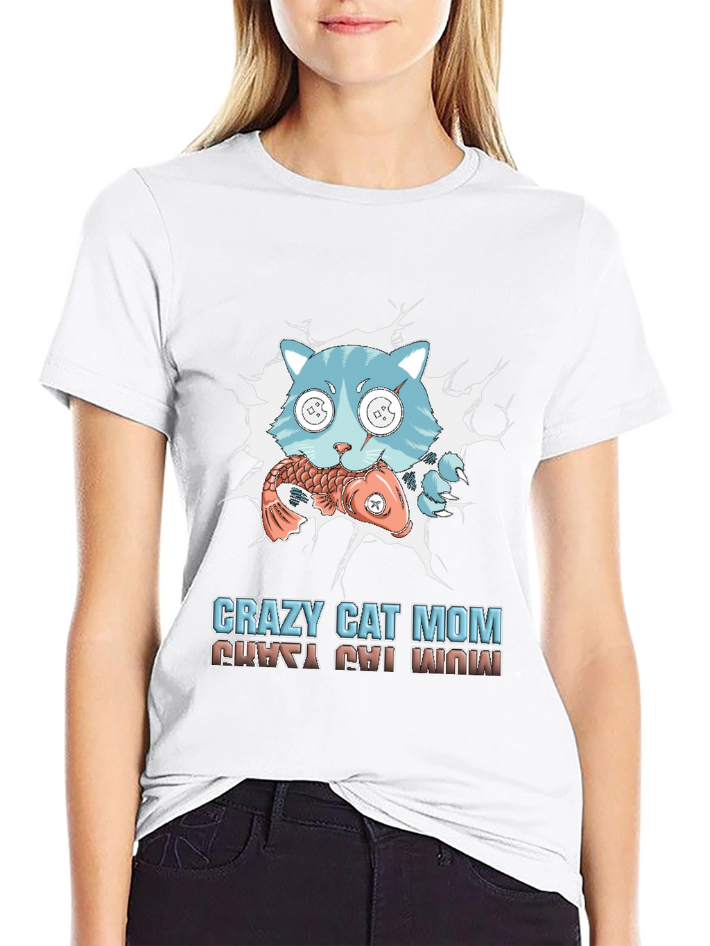 Crazy Cat Mom T-Shirt - Funny Graphic Tee