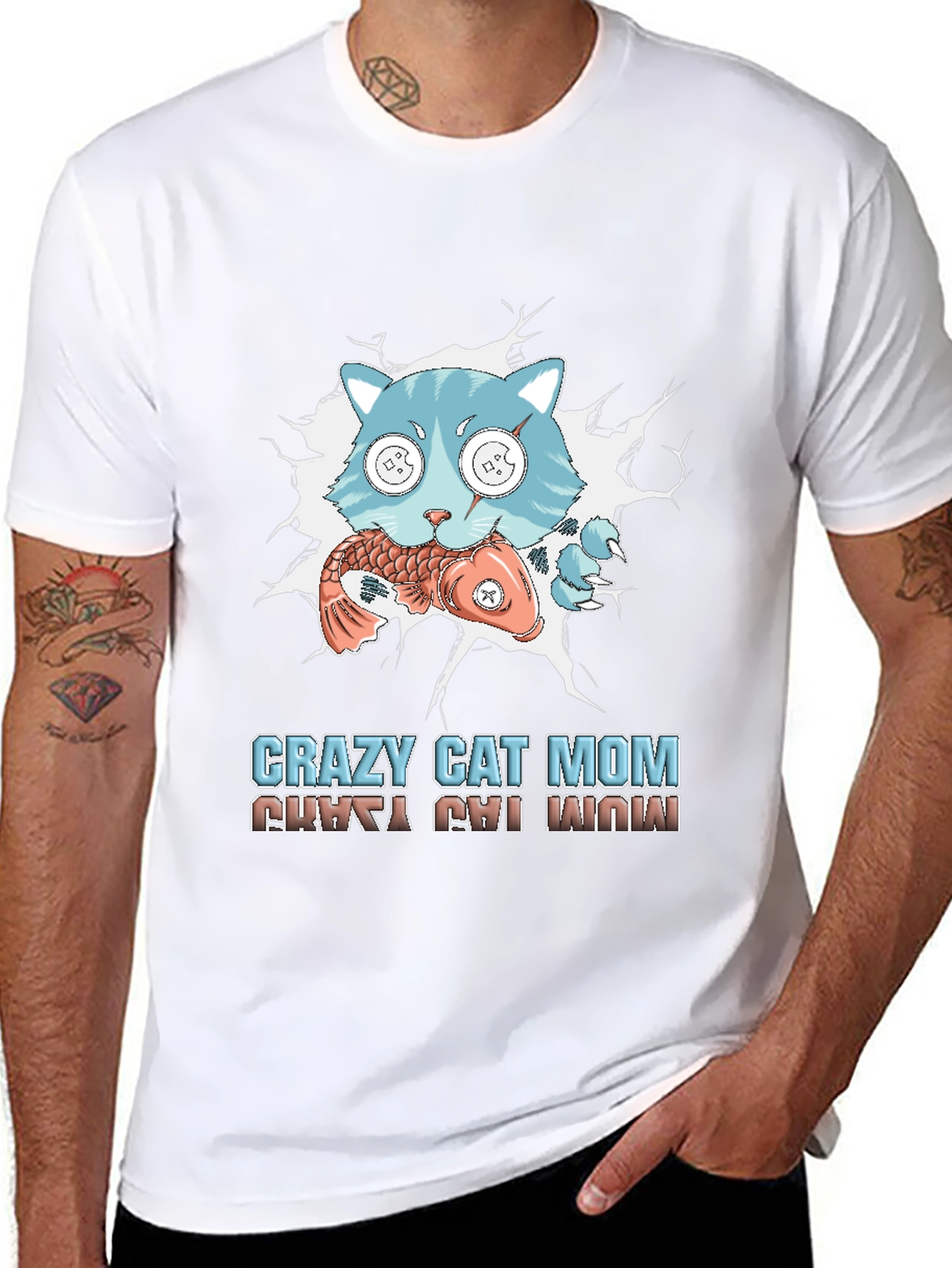 Crazy Cat Mom T-Shirt - Funny Graphic Tee