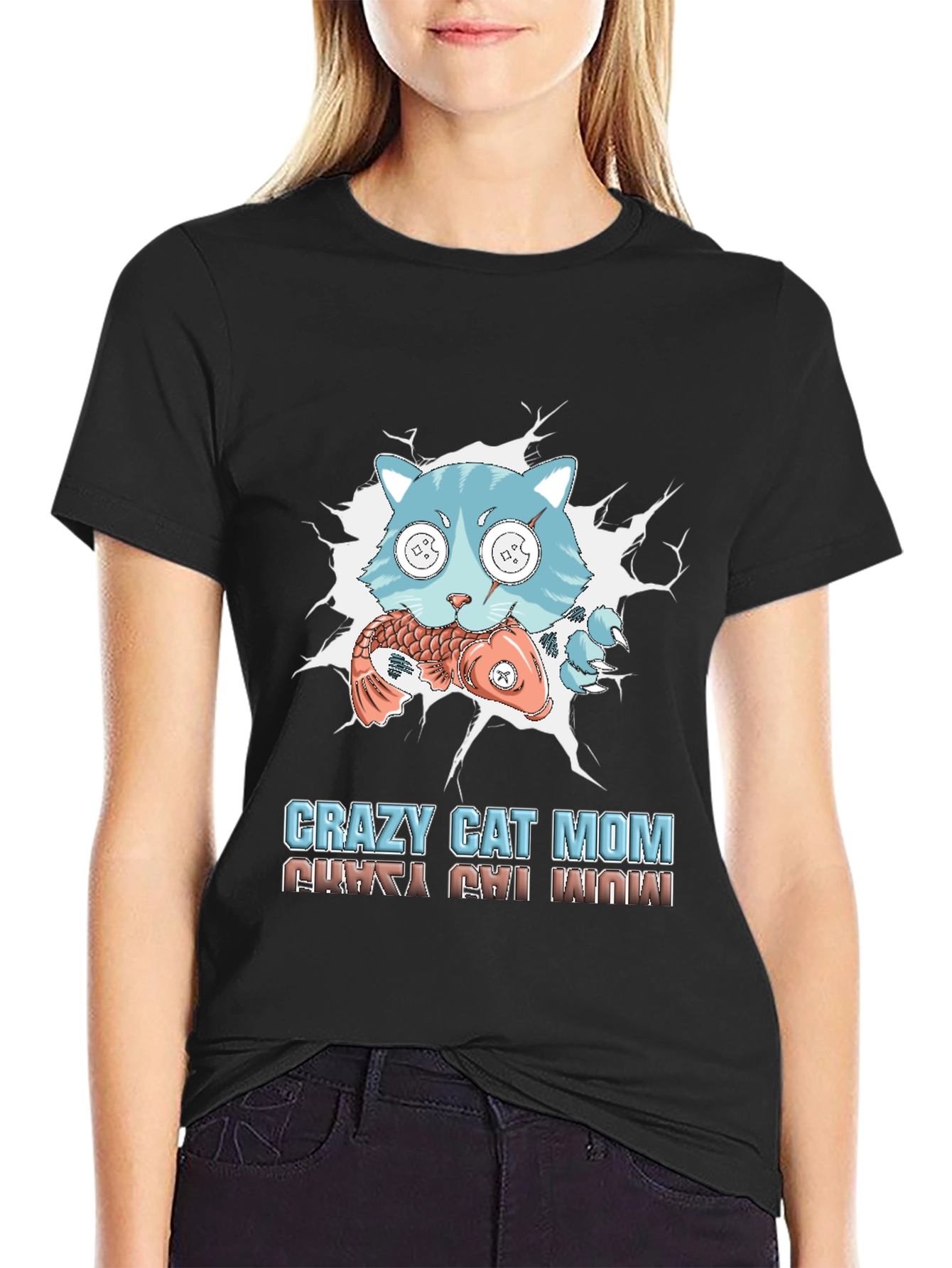 Crazy Cat Mom T-Shirt - Funny Graphic Tee