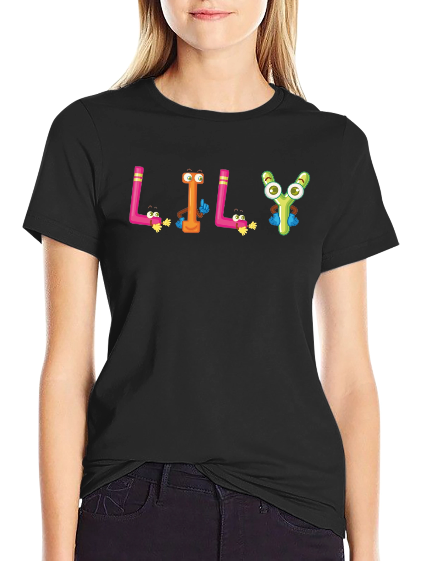 Cartoon LILY Black T-Shirt