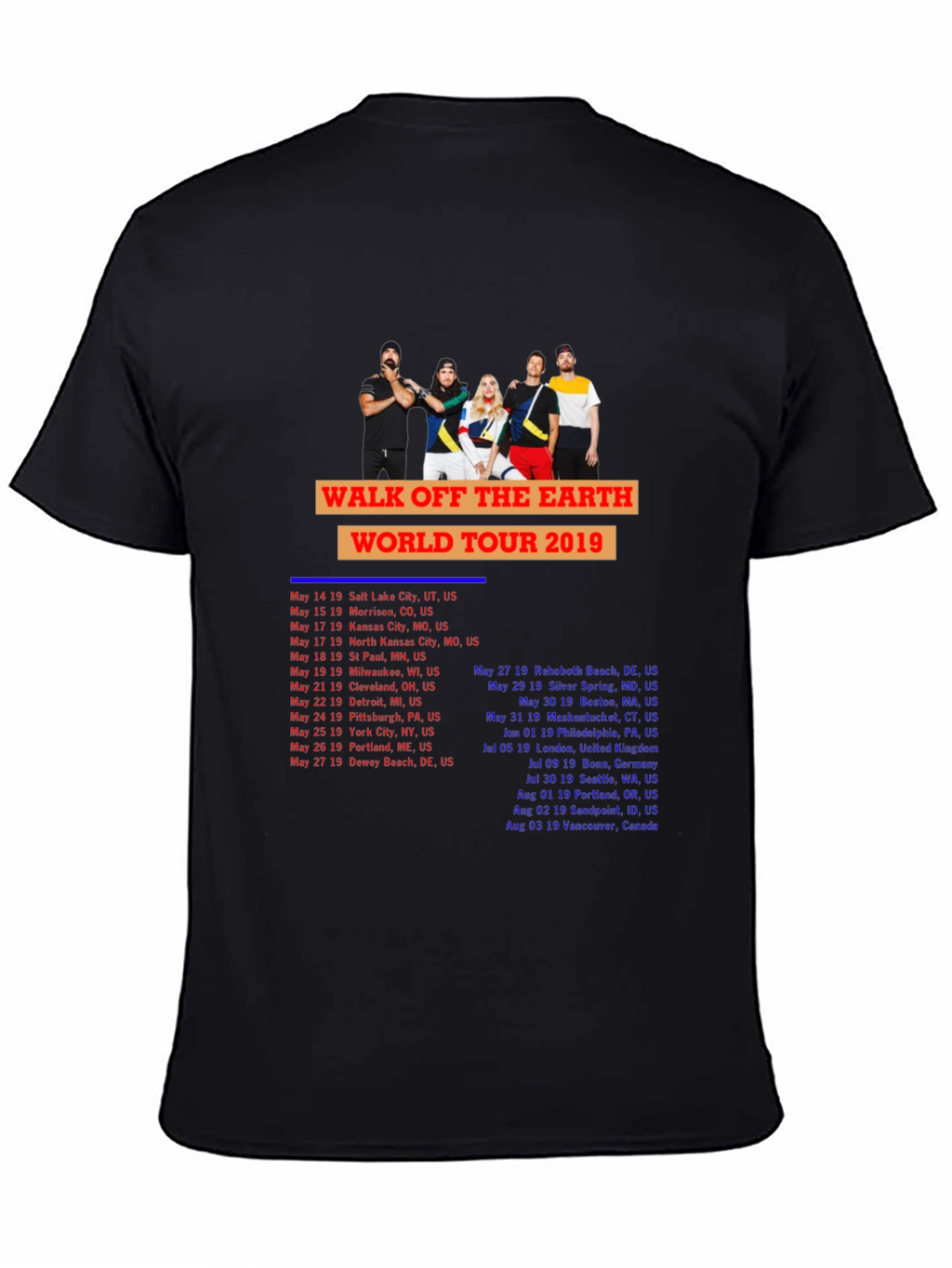 Walk Off The Earth 2019 Tour Black T-Shirt