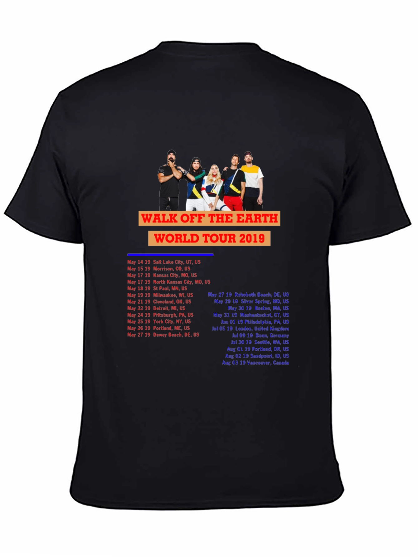 Walk Off The Earth 2019 Tour Black T-Shirt