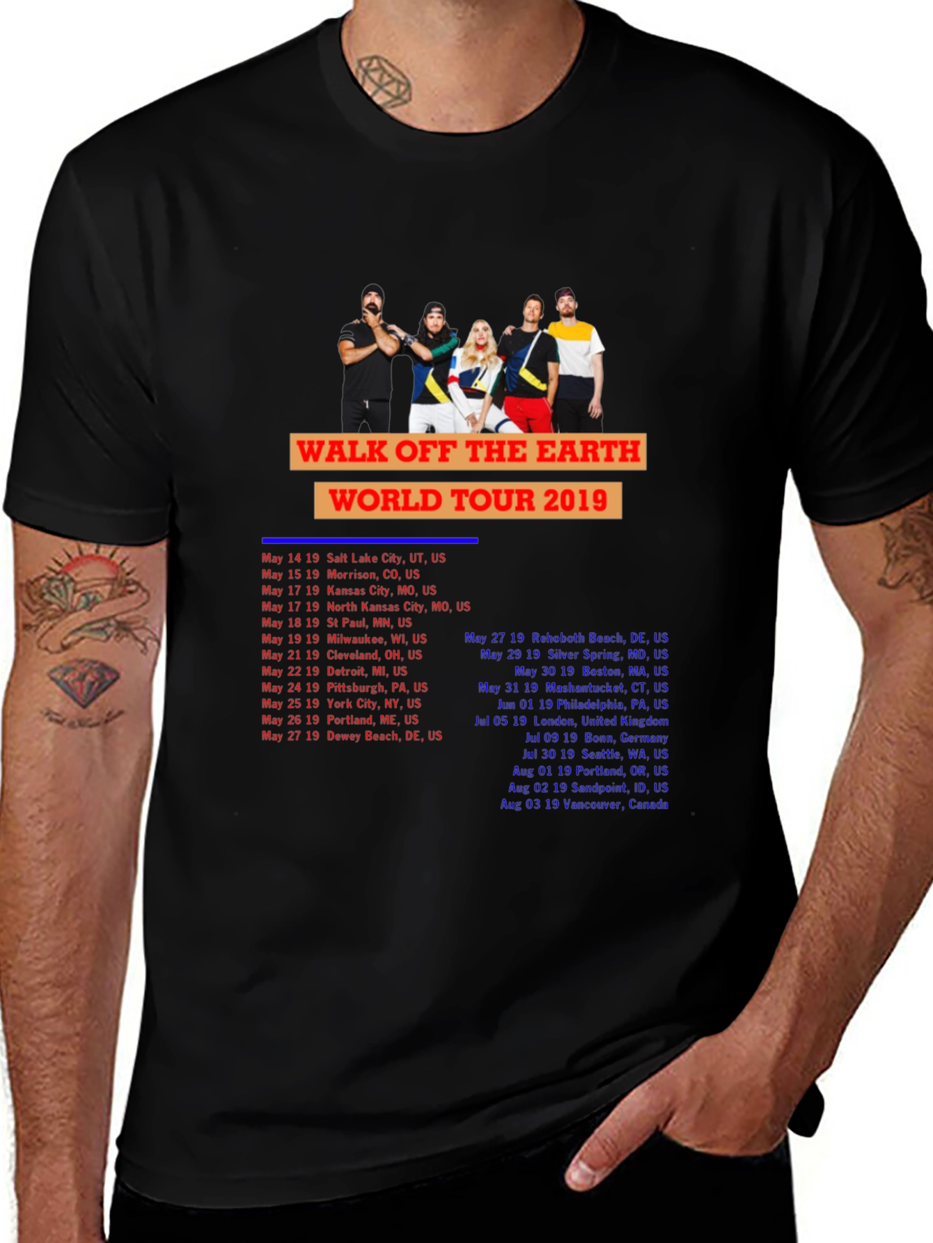Walk Off The Earth 2019 Tour Black T-Shirt