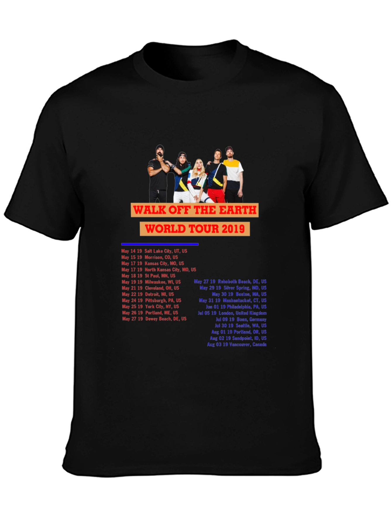 Walk Off The Earth 2019 Tour Black T-Shirt