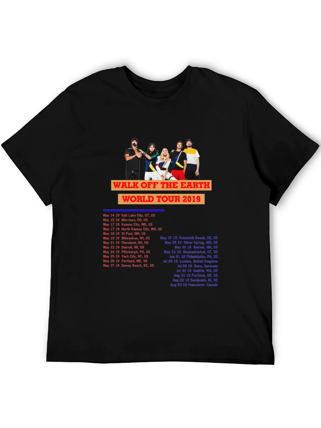 Walk Off The Earth 2019 Tour Black T-Shirt
