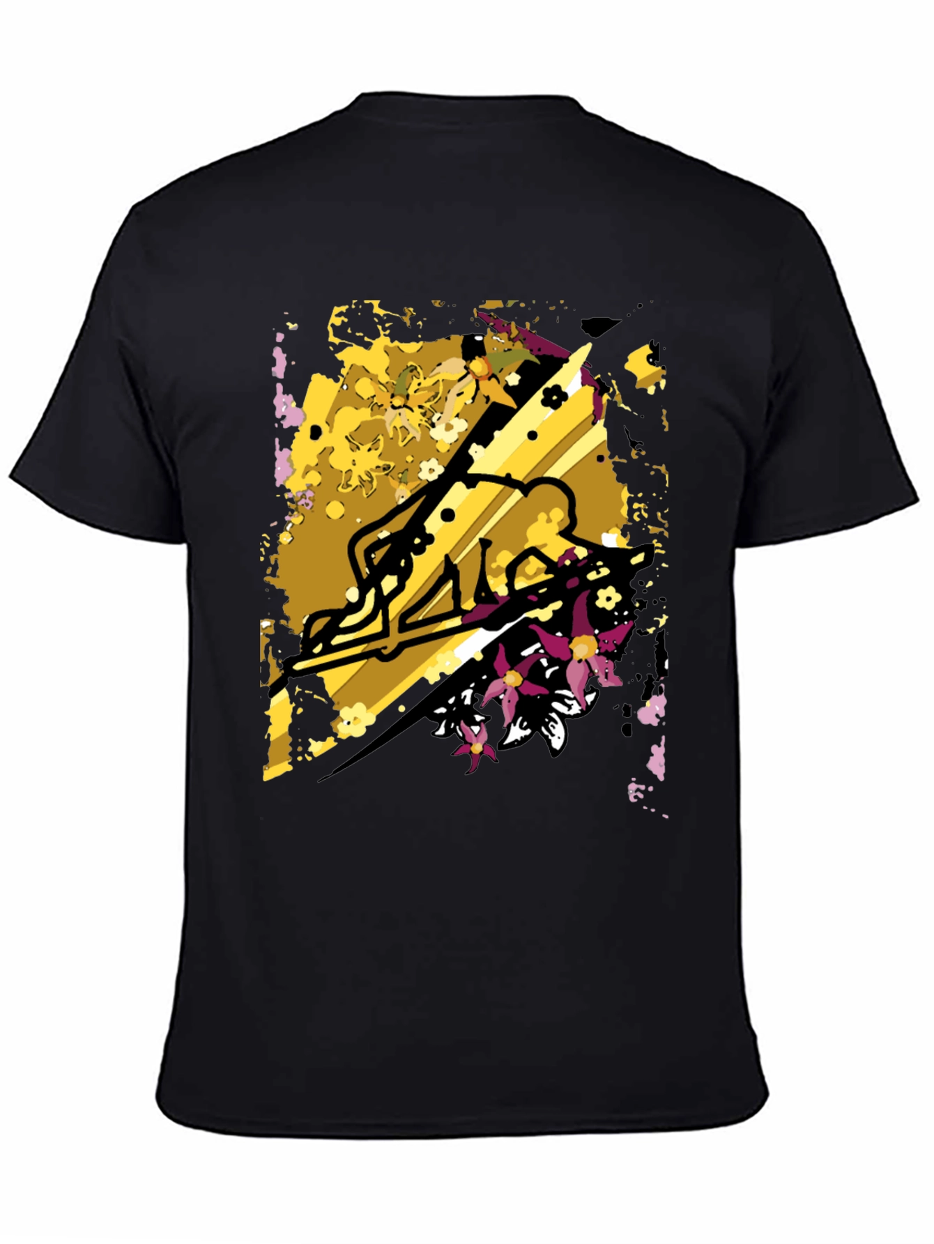 Abstract Floral Skater Graphic Tee - Black