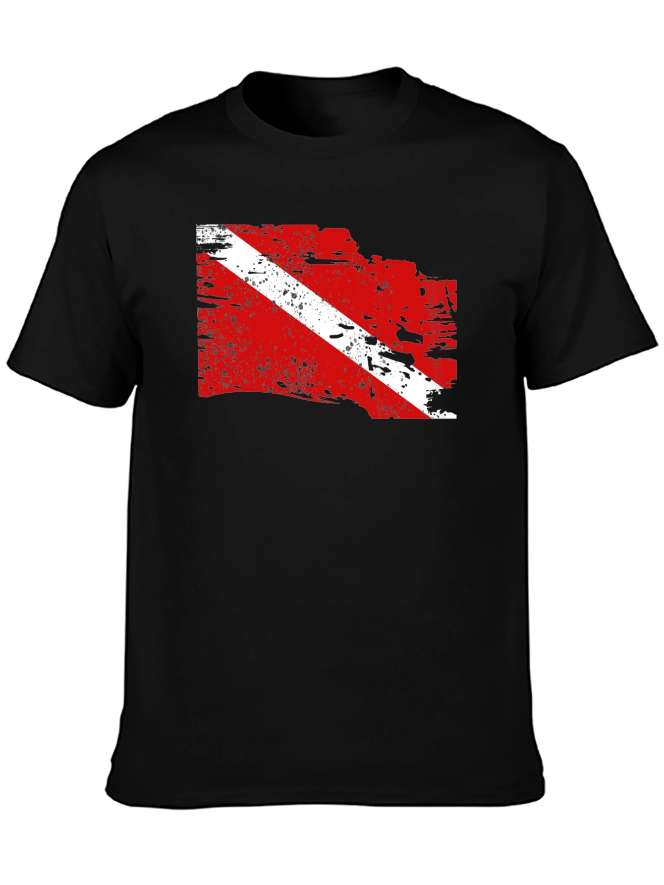 Diver Down Flag Graphic Tee - Black Cotton T-Shirt