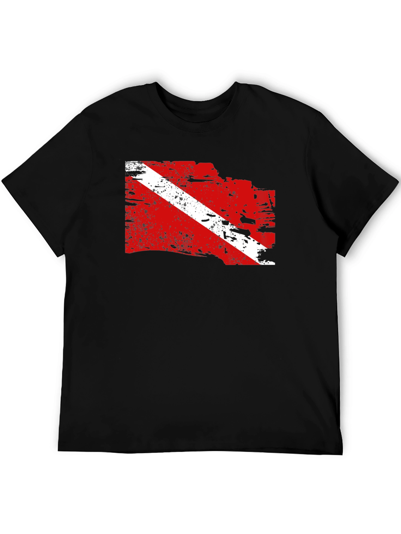 Diver Down Flag Graphic Tee - Black Cotton T-Shirt