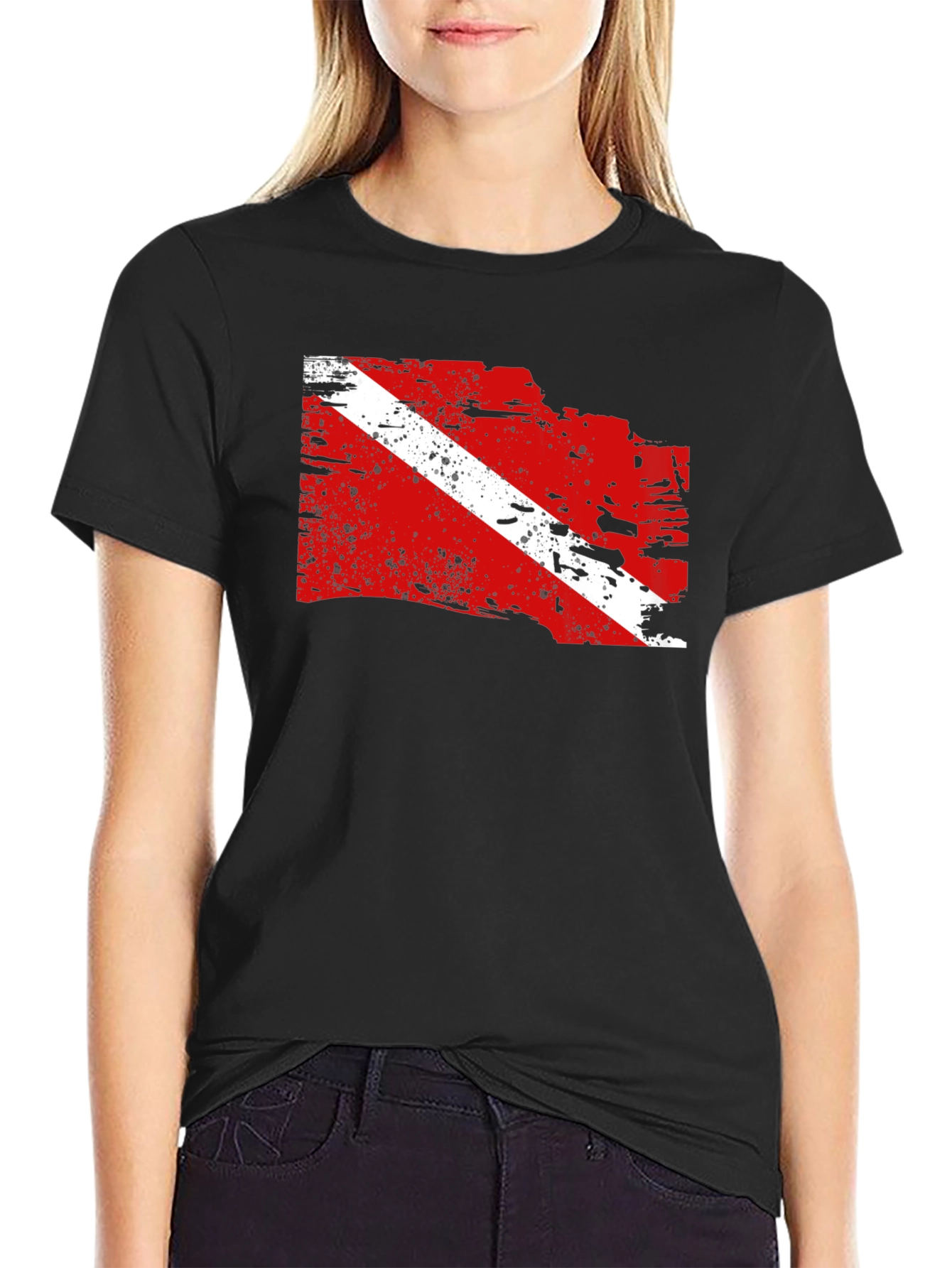 Diver Down Flag Graphic Tee - Black Cotton T-Shirt