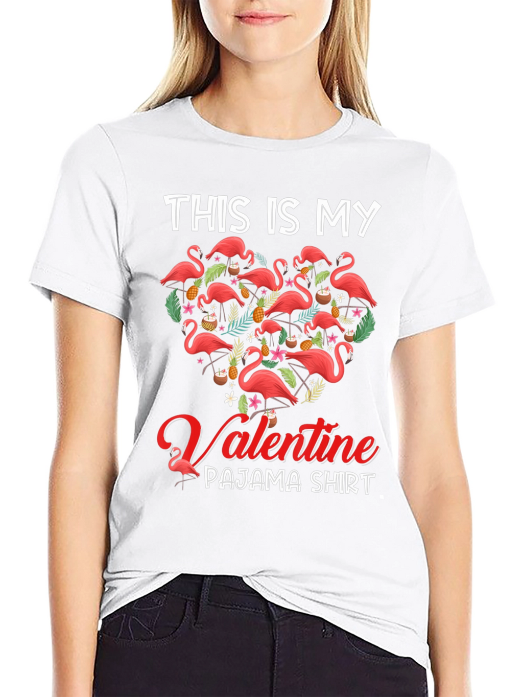 Valentine Flamingo Pajama T-Shirt