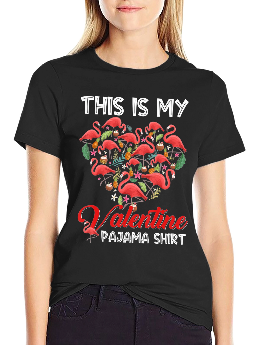 Valentine Flamingo Pajama T-Shirt