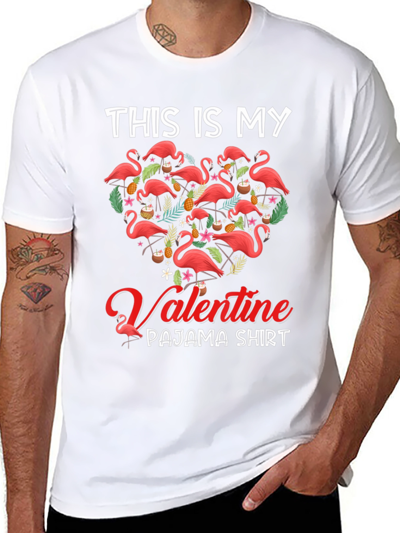 Valentine Flamingo Pajama T-Shirt
