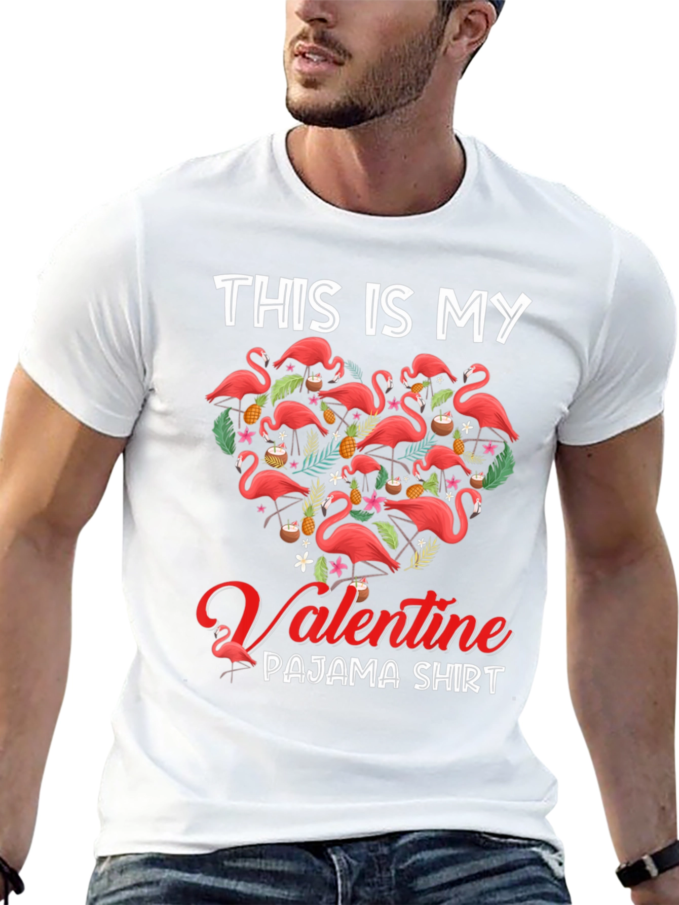 Valentine Flamingo Pajama T-Shirt