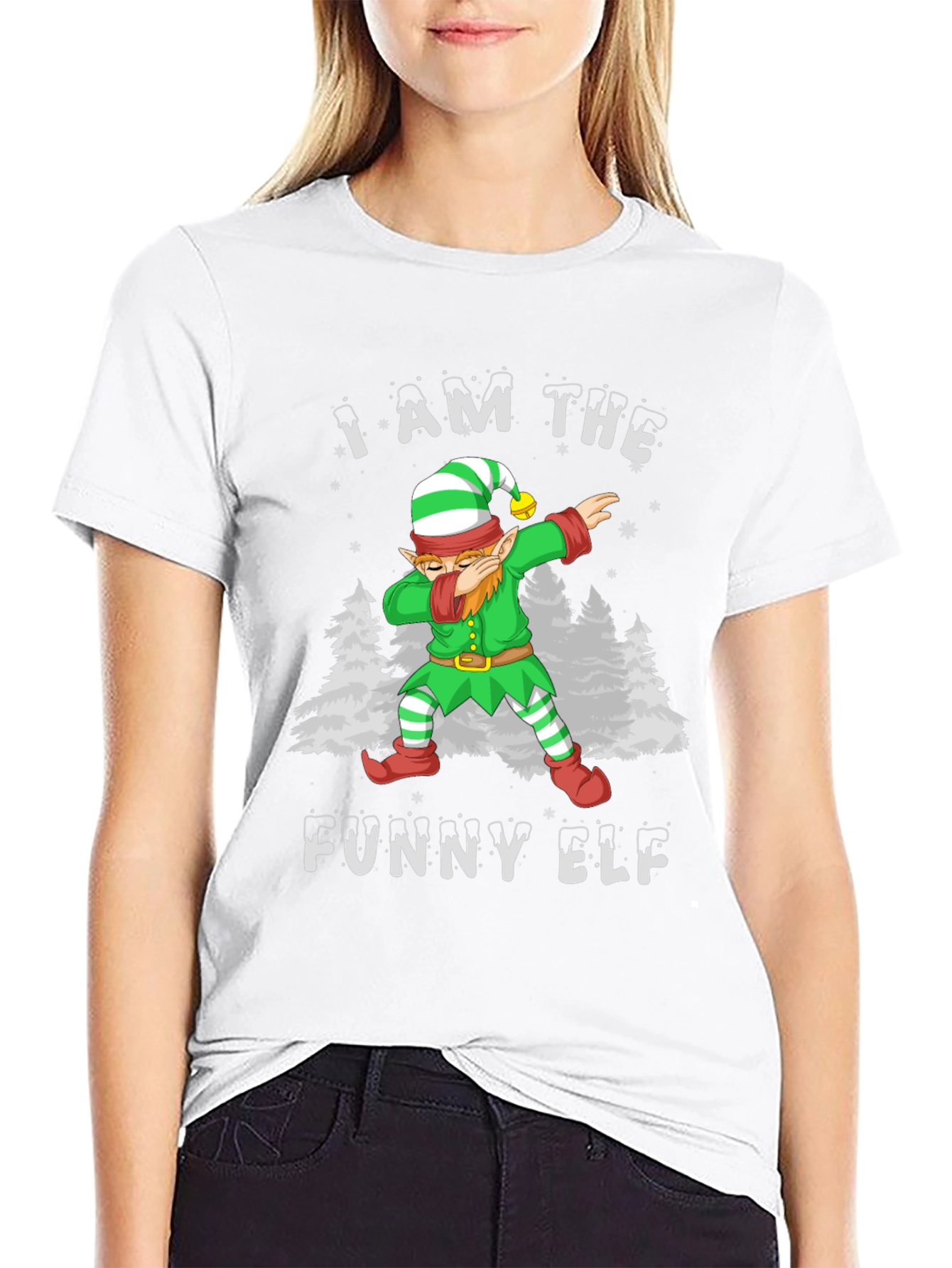 Funny Elf Dabbing Graphic Tee Christmas Holiday