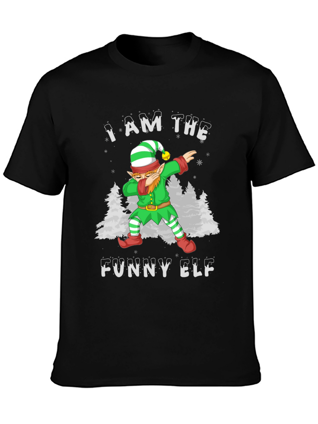 Funny Elf Dabbing Graphic Tee Christmas Holiday