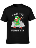 Funny Elf Dabbing Graphic Tee Christmas Holiday