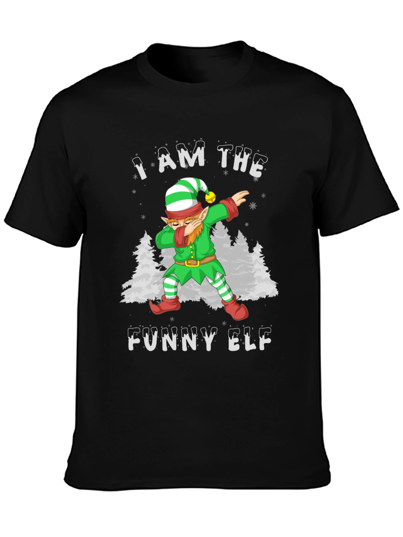 Funny Elf Dabbing Graphic Tee Christmas Holiday