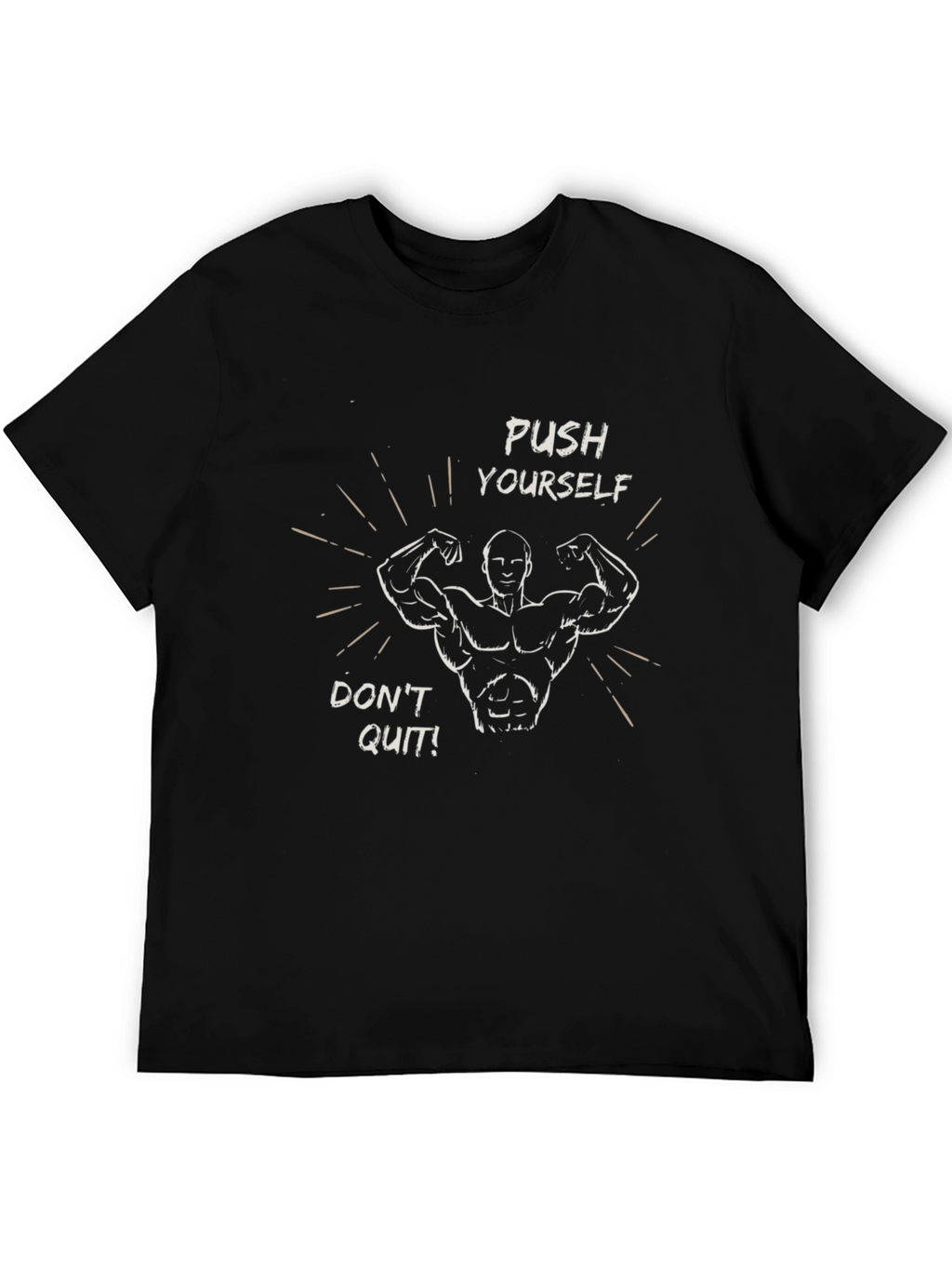 Motivational Push Yourself Graphic Tee - Black