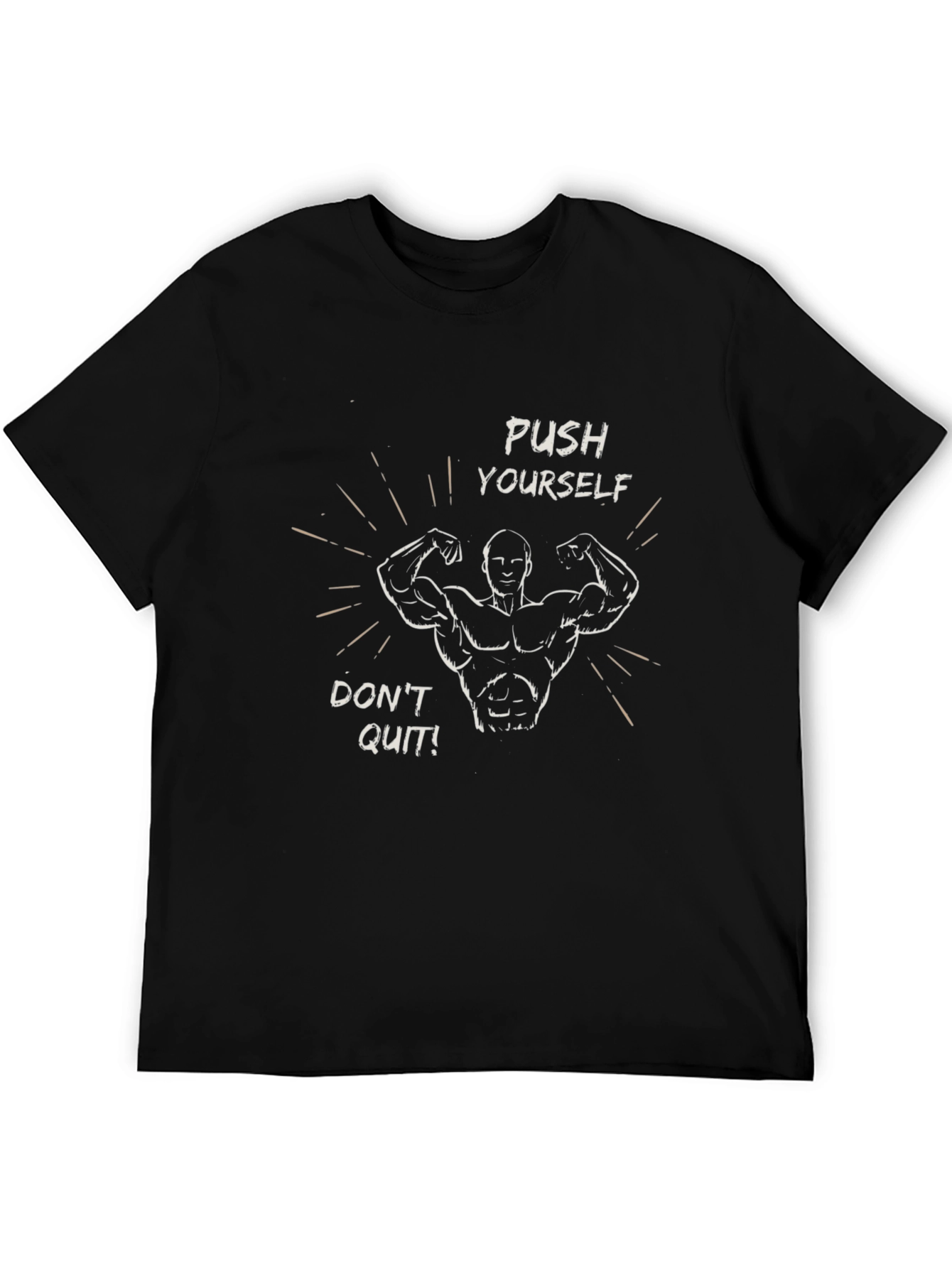 Motivational Push Yourself Graphic Tee - Black