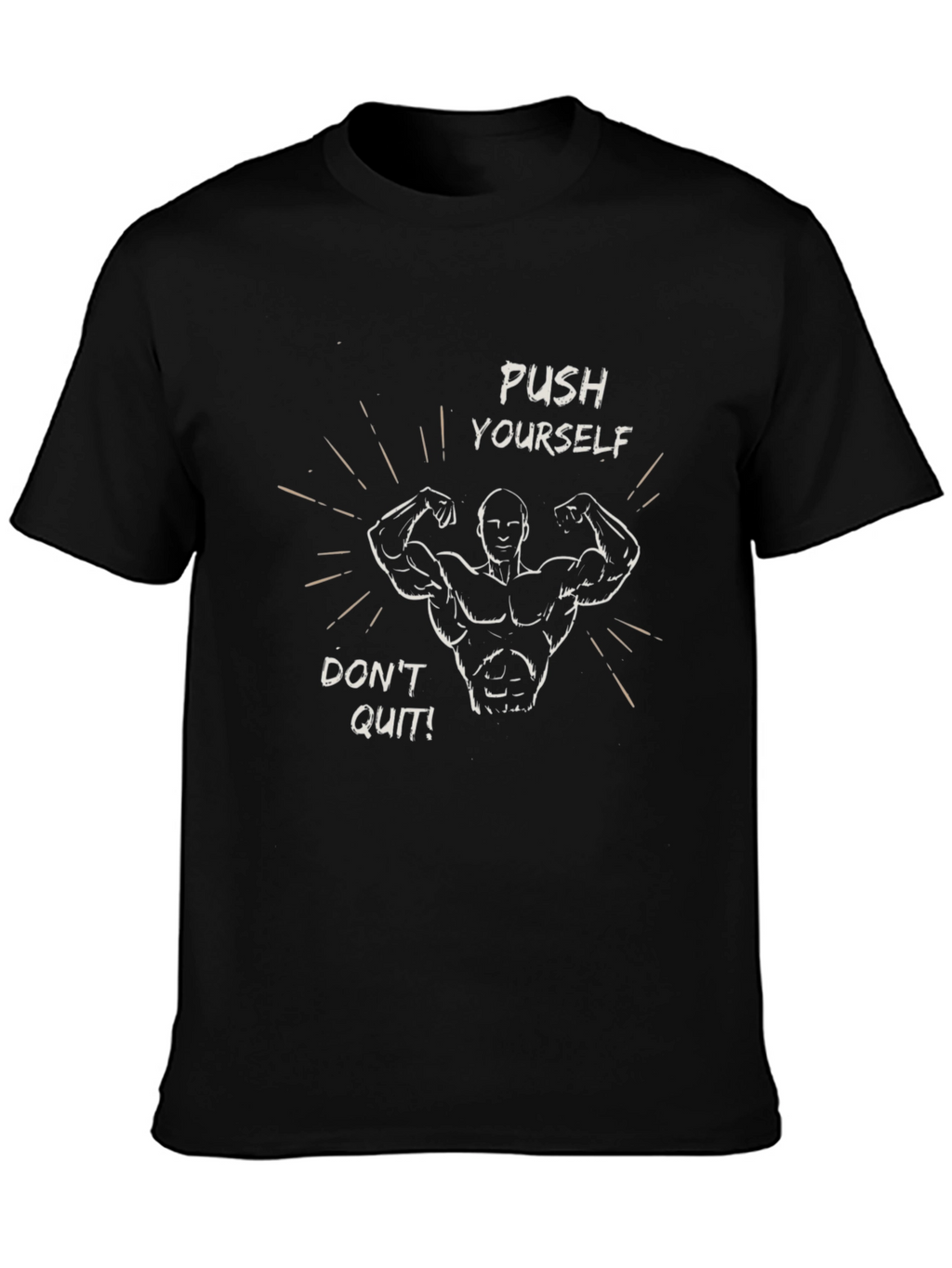 Motivational Push Yourself Graphic Tee - Black