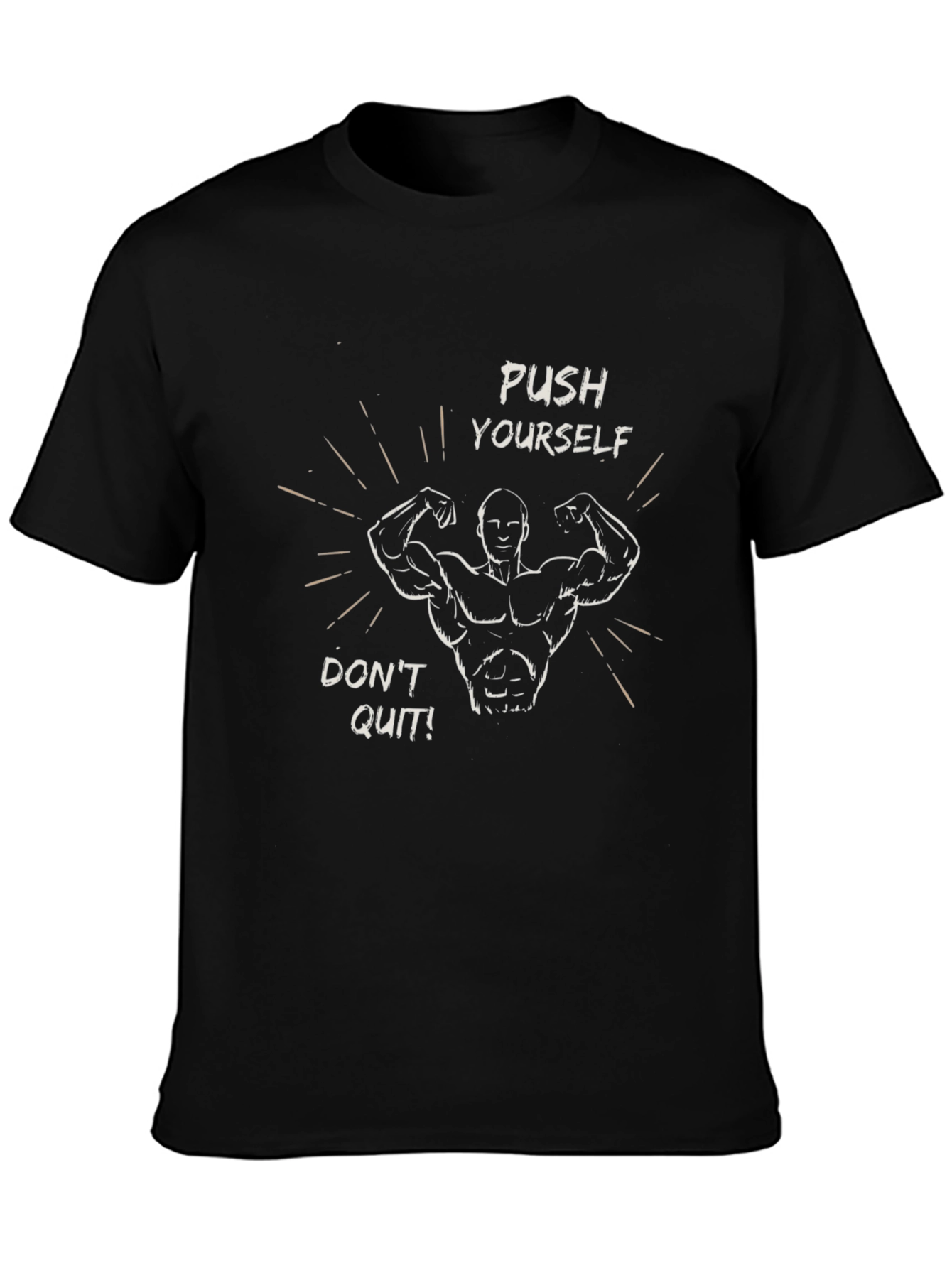 Motivational Push Yourself Graphic Tee - Black