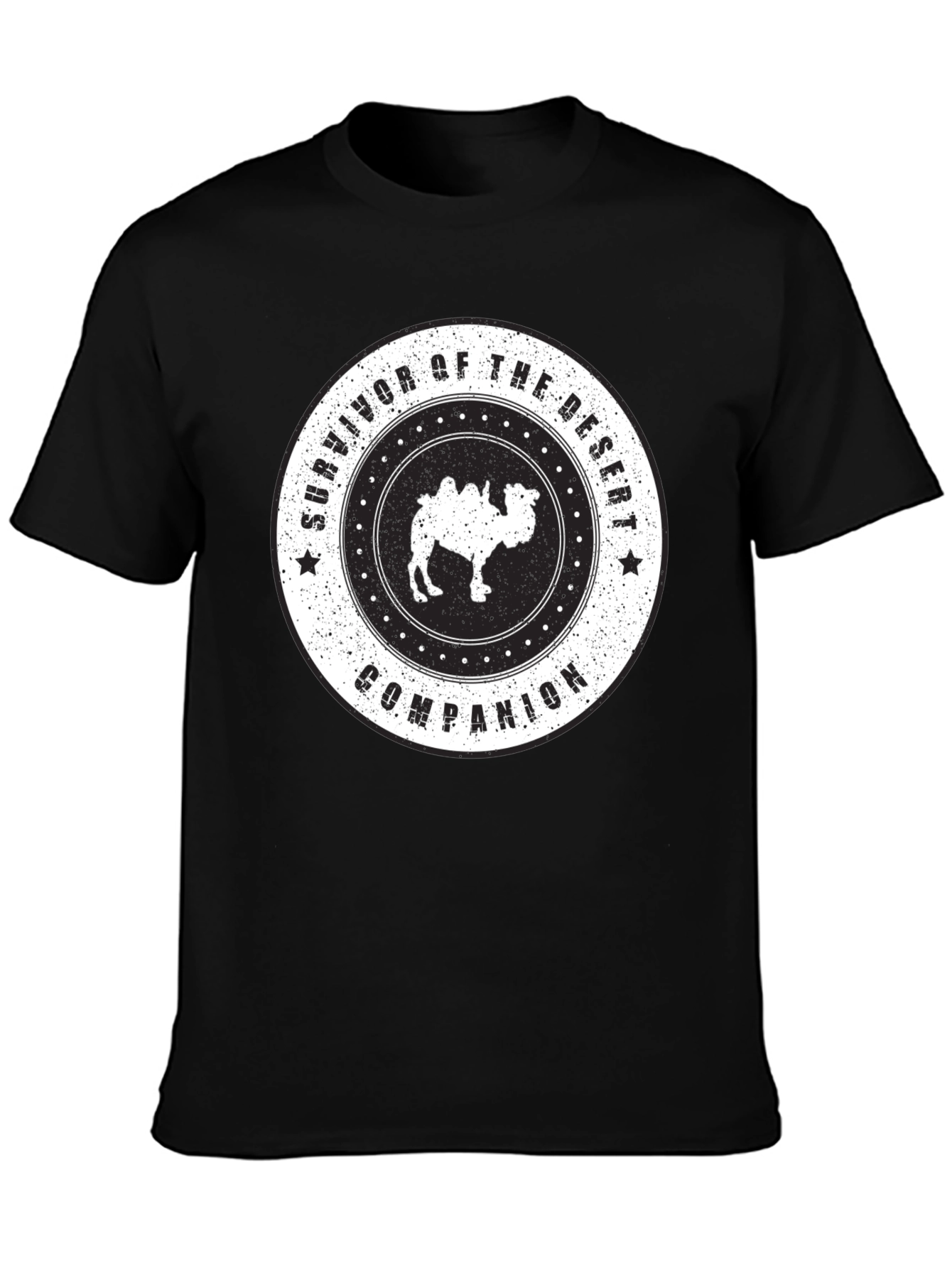 Desert Survivor Camel Graphic Tee - Unisex Black T-Shirt