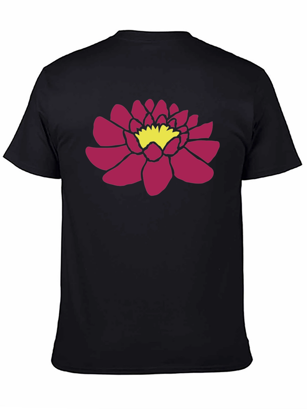 Black T-Shirt with Pink Lotus Flower Graphic